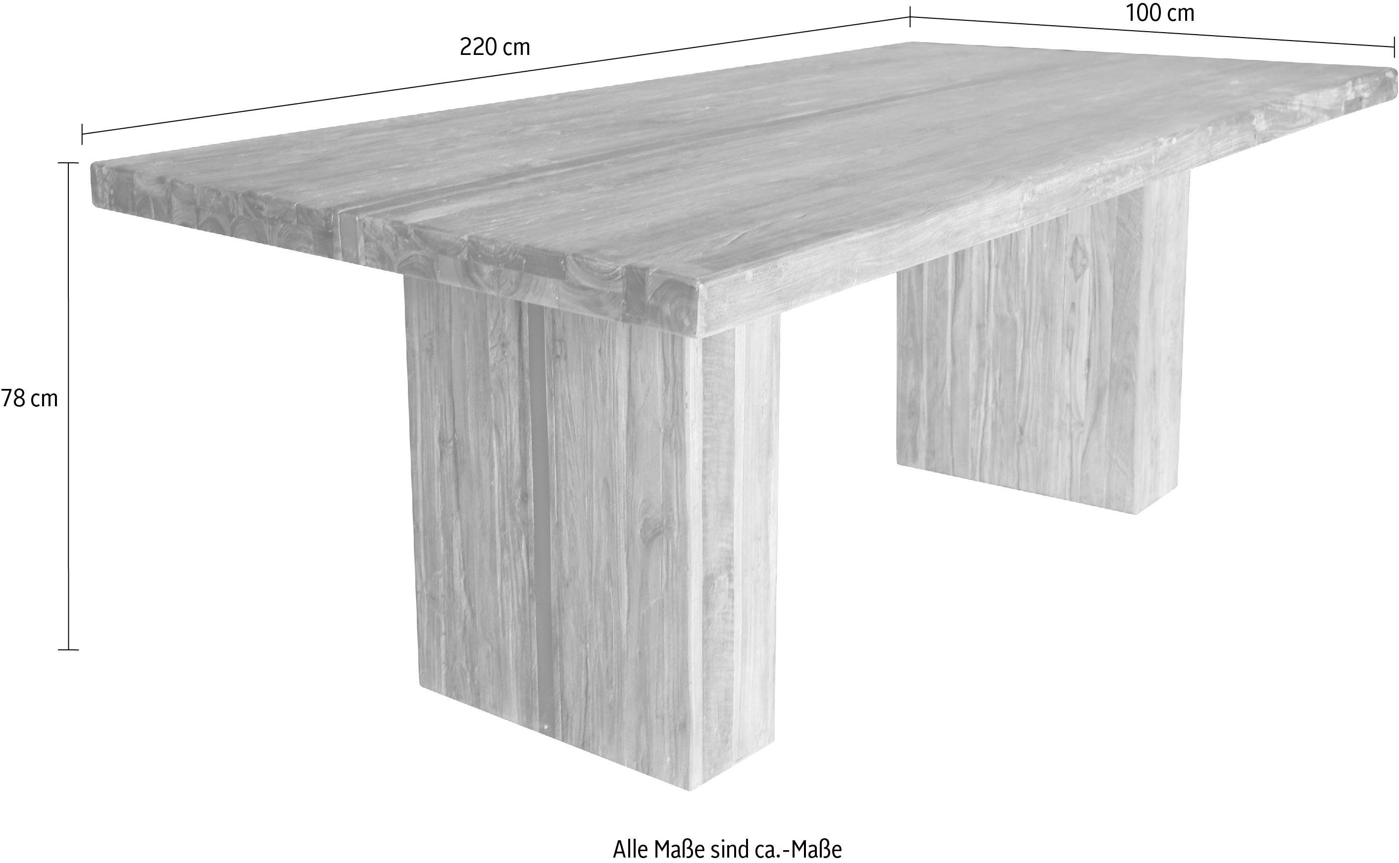 SIT Eettafel Banda met ingelegde metalen band, shabby chic, vintage