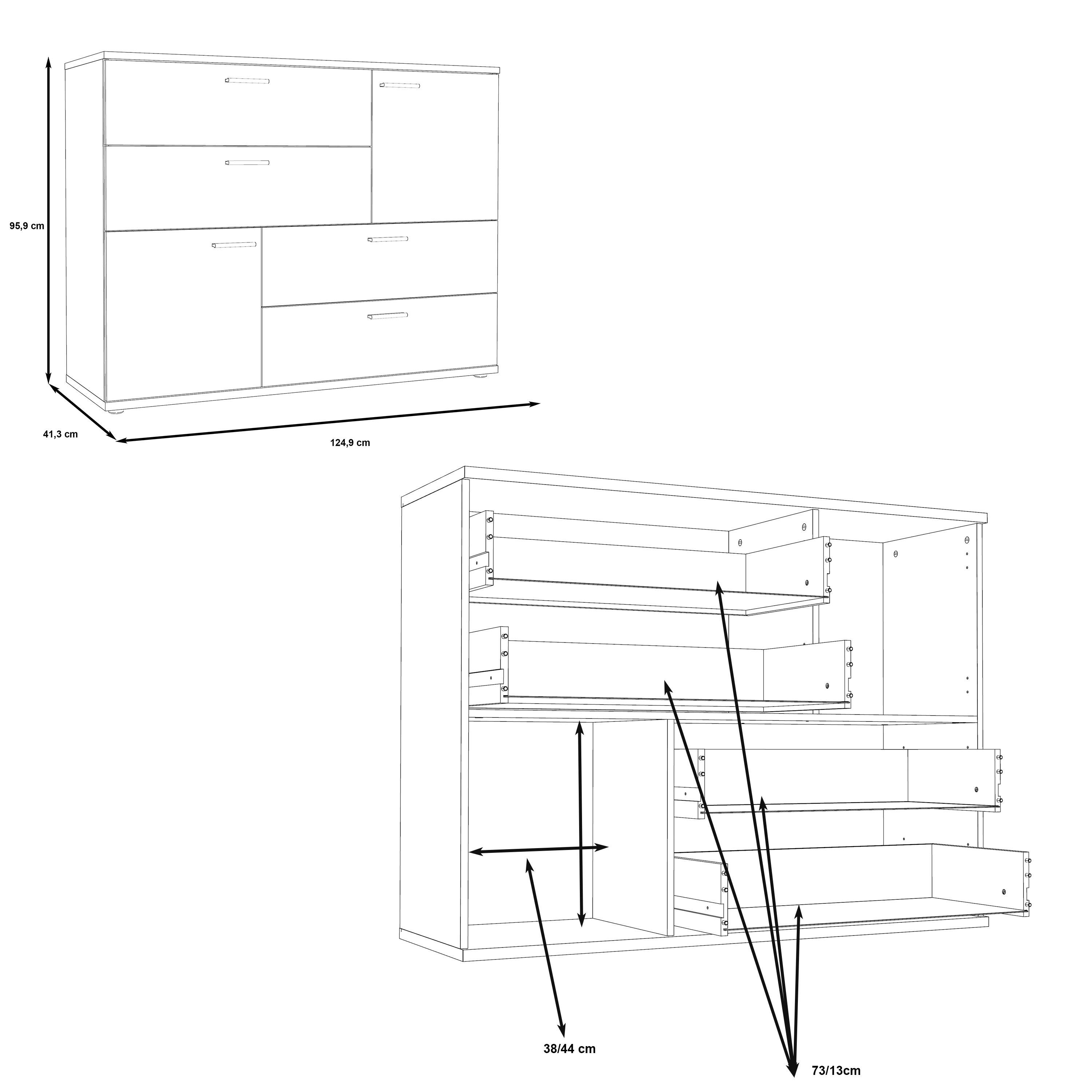 FORTE Kast Skive Breedte ca. 125 cm