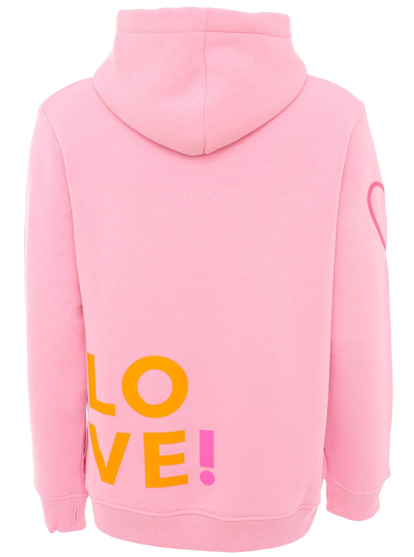 Zwillingsherz Hoodie met "love"-opdruk en geborduurd hart op de mouw