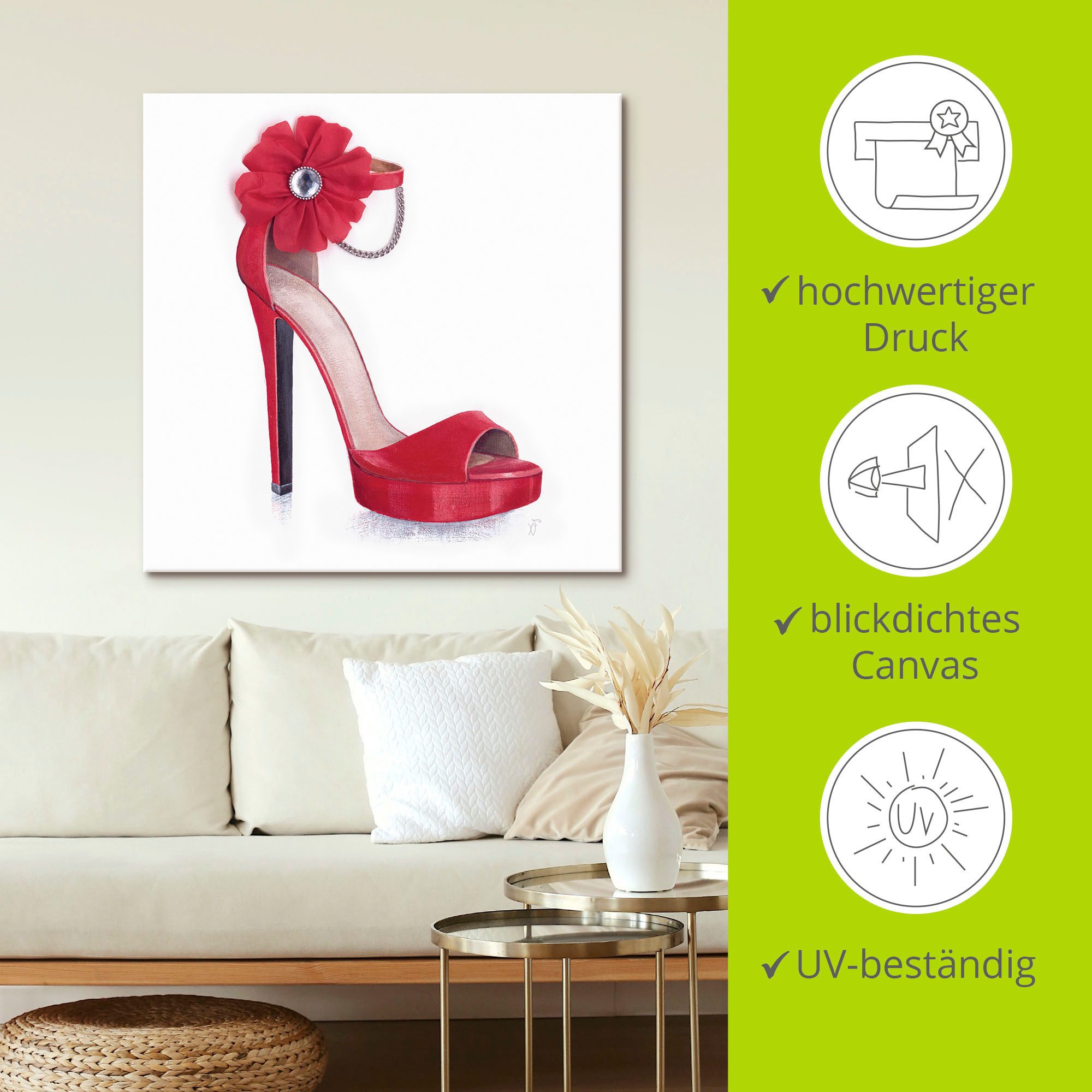 Artland Artprint op linnen Damesschoenen - rood model