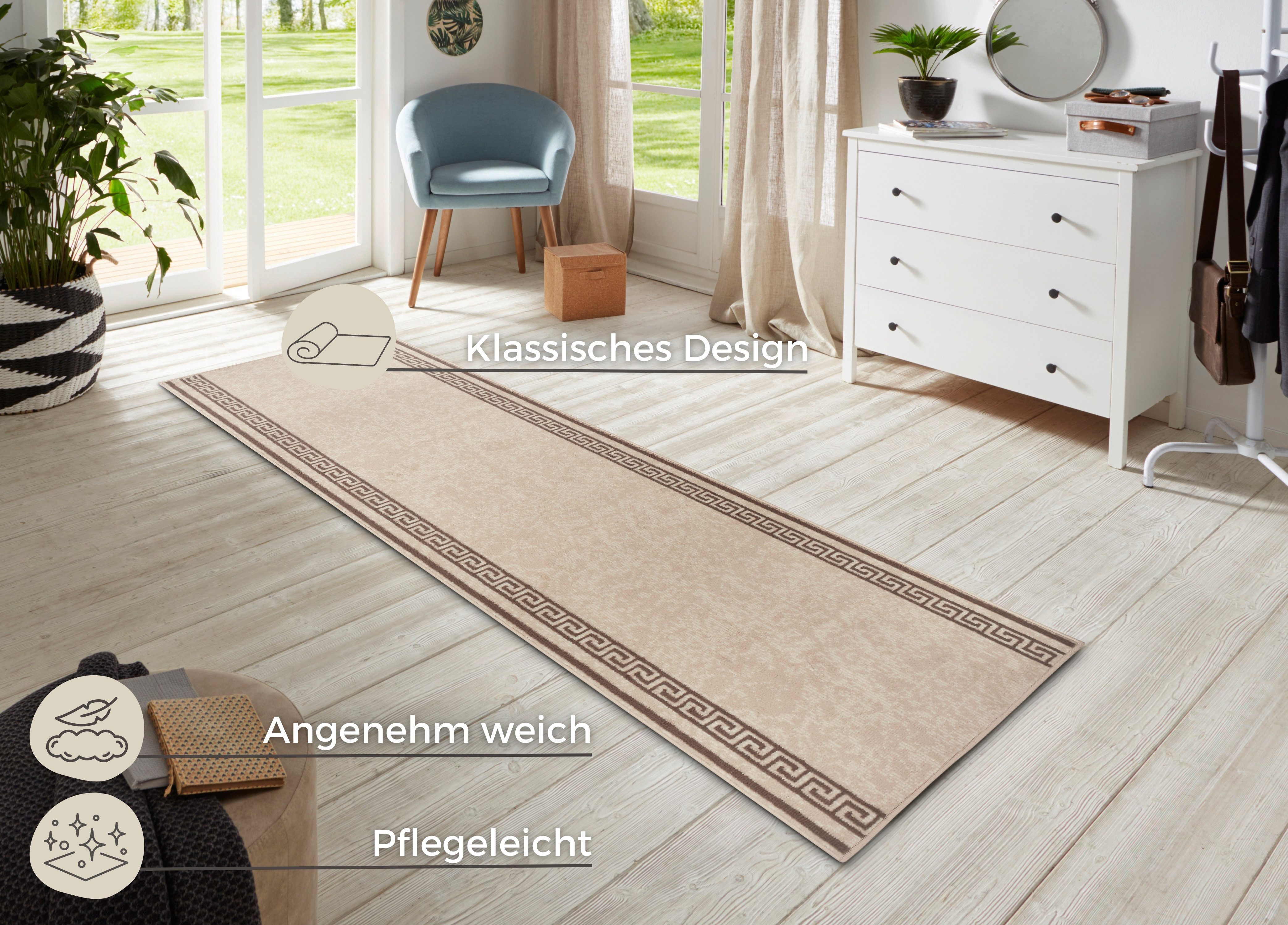 HANSE Home Loper Casa Korte pool, zacht, loper, randdessin, vloerkleed, keuken, hal, motief