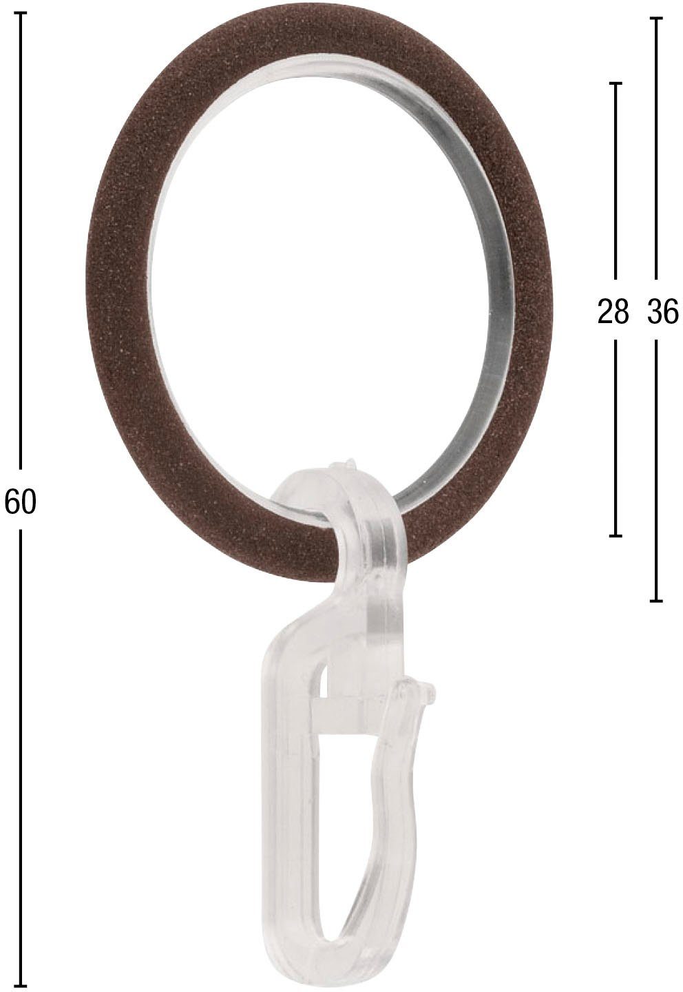 GARESA Gordijnring Ring met haak voor diameters tot 16 mm, eenvoudige montage (10 stuks)