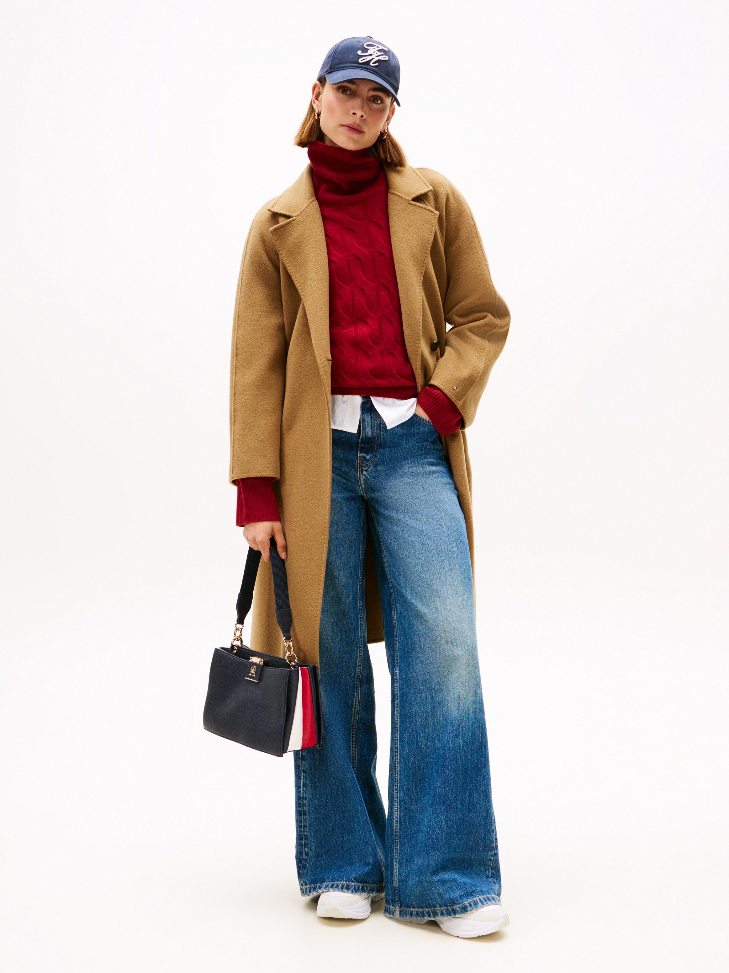 Tommy Hilfiger Tas TH HER MED SATCHEL CORP , dames schoudertas, draagtas met vlagstrepen op de zijkant