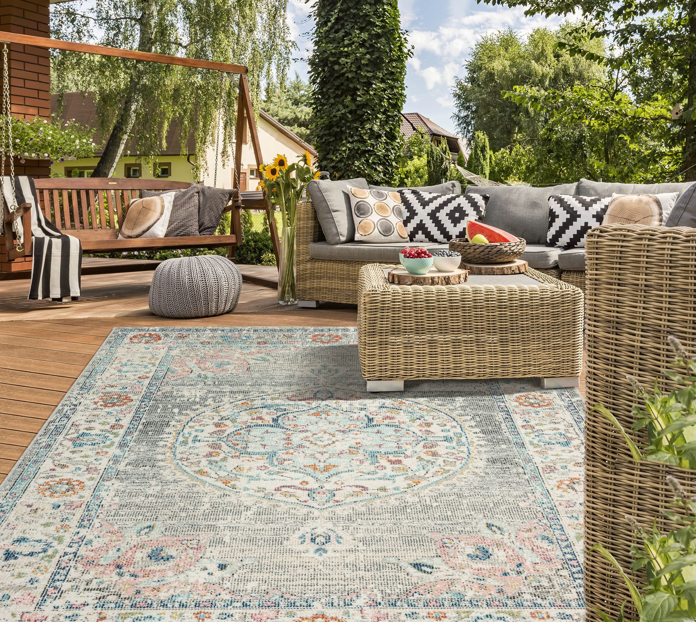 OTTO The carpet Vloerkleed Palma Orient Buiten moderne robuuste in- en outdoor tapijt moderne vloerkleden maat 240 cm x 340 cm x 4 mm grijs