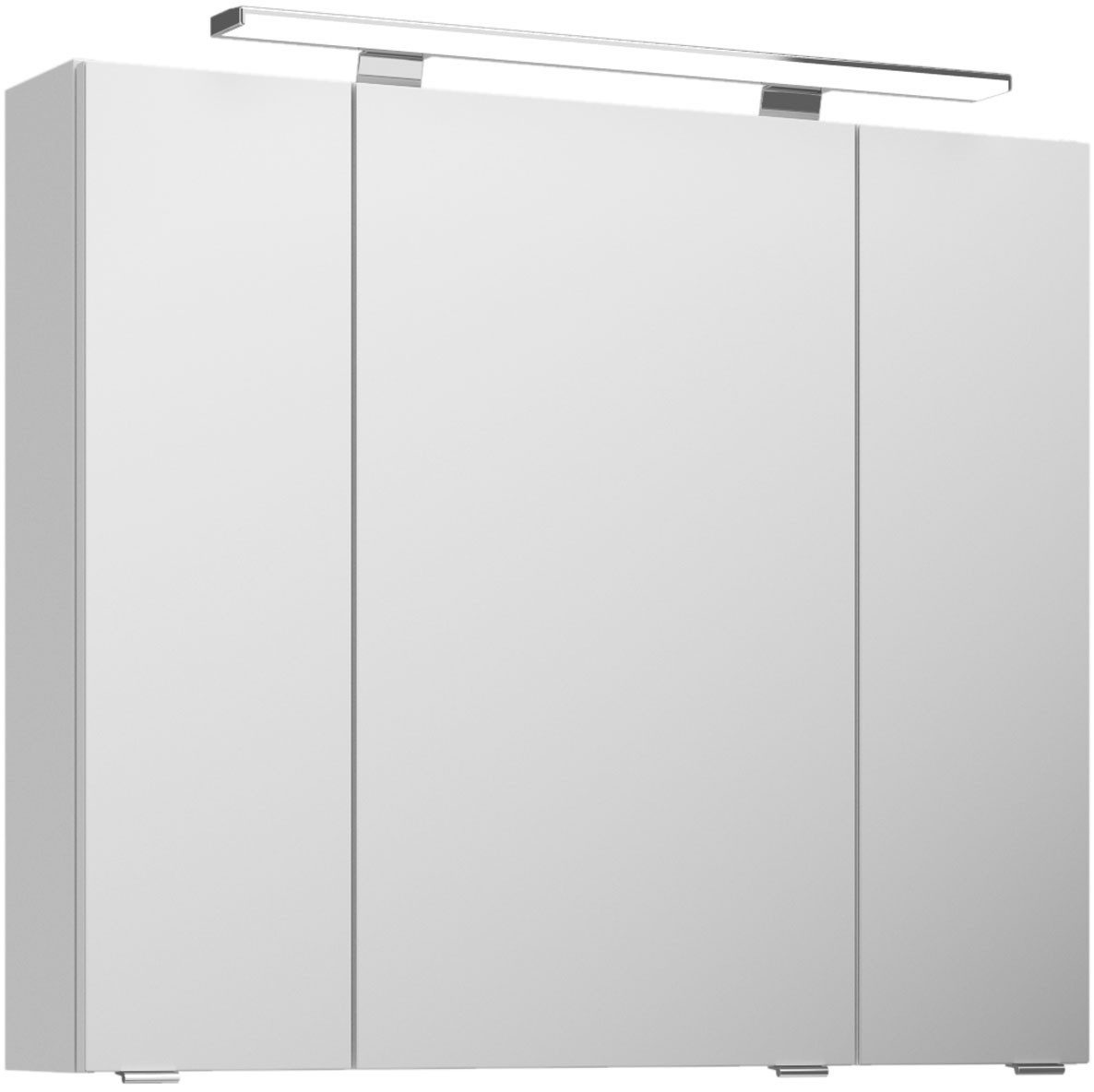 Saphir Badkamerspiegelkast Serie 4010 badkamer spiegelkast incl. LED-opbouwlamp Badkast 80 cm breed, 3 deuren, 6 glazen legplanken, incl. deurdemper