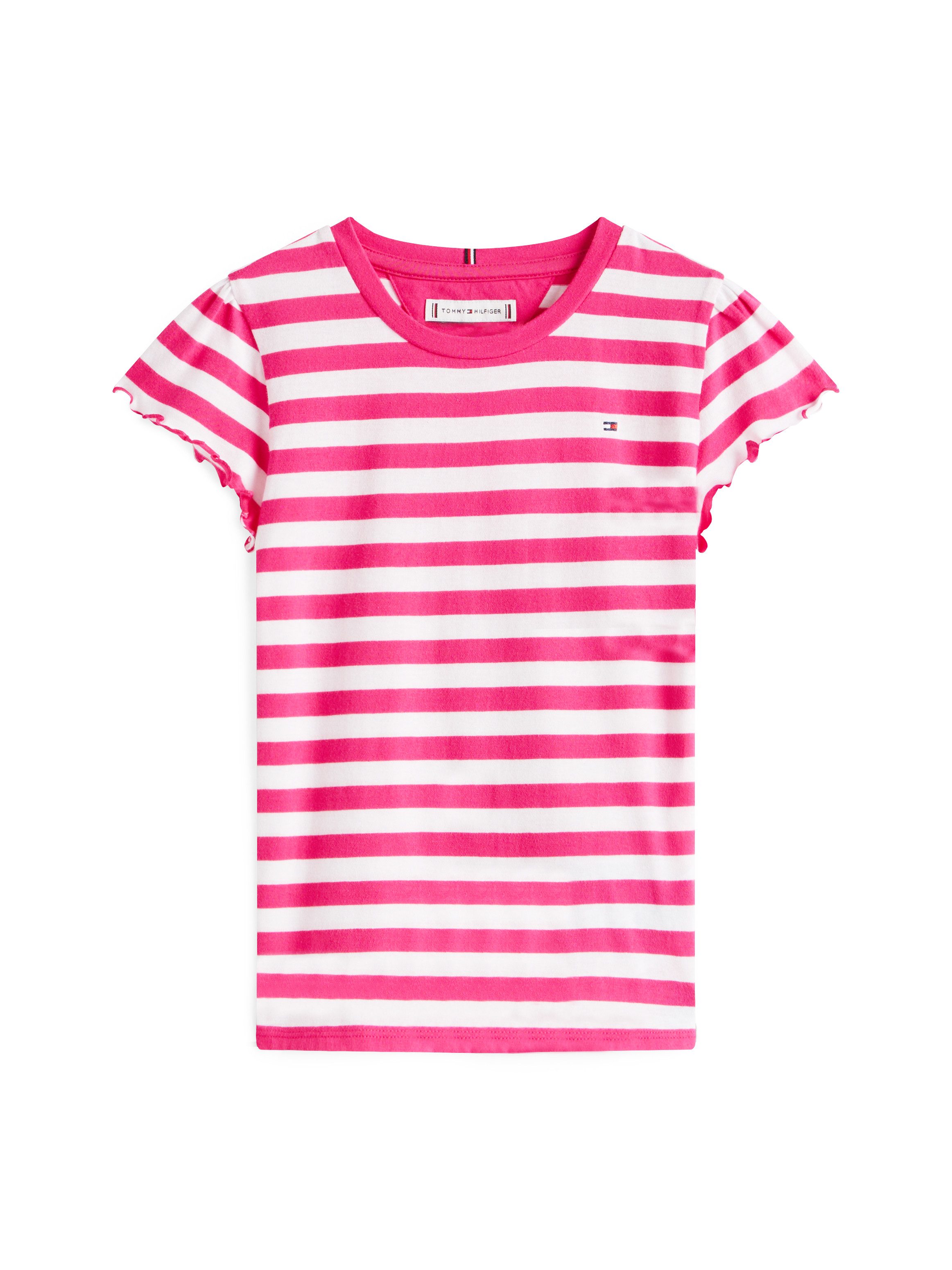 Tommy Hilfiger T-shirt ESSENTIAL STRIPE RUFFLE TOP SS voor kinderen tot 16 jaar, met golvende rand