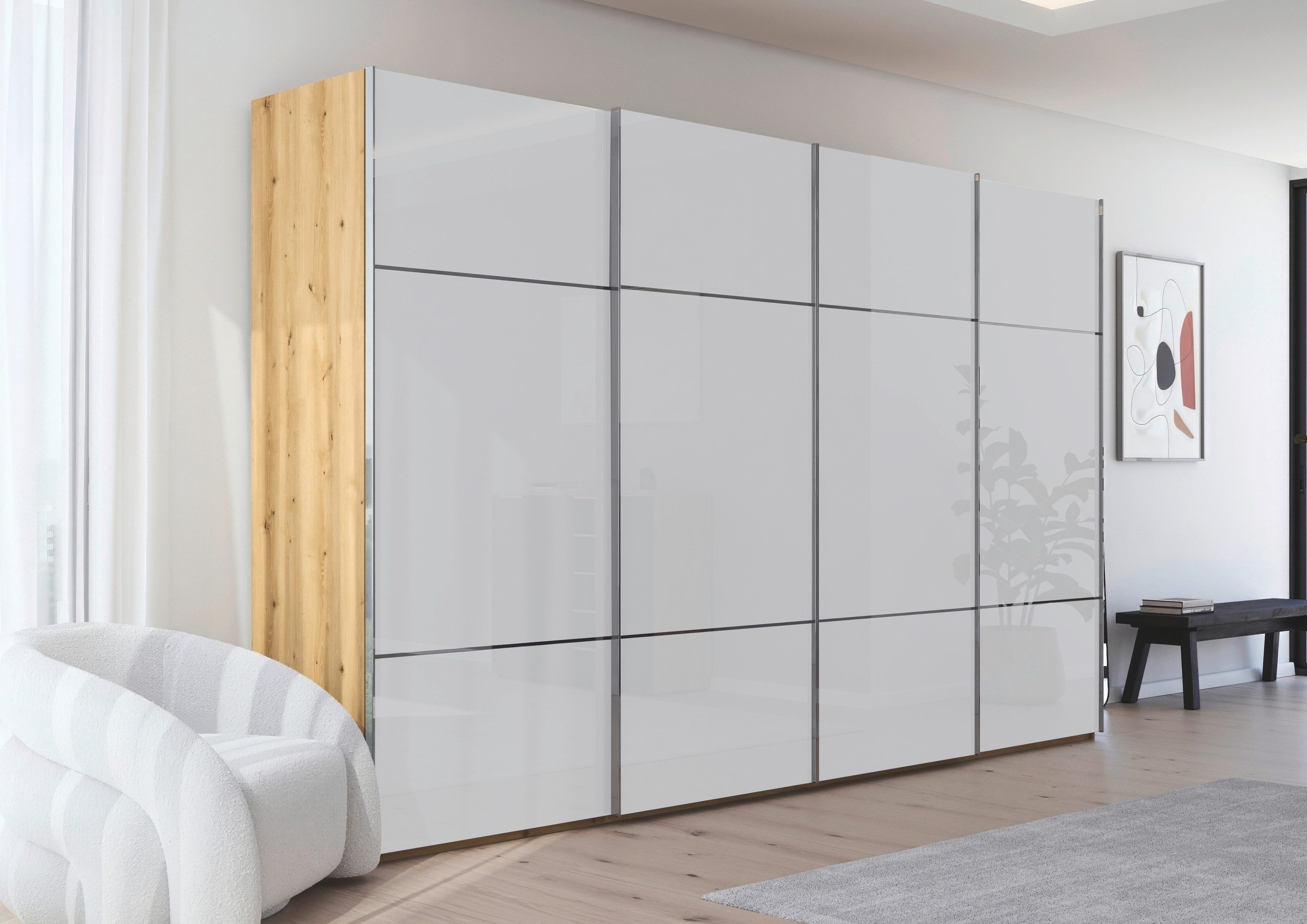 rauch Schuifdeurkast Kledingkast kast garderobe slaapkamerkast SCALE-TRIO edel drievoudig front met 2 sierlijsten glasfront made in germany