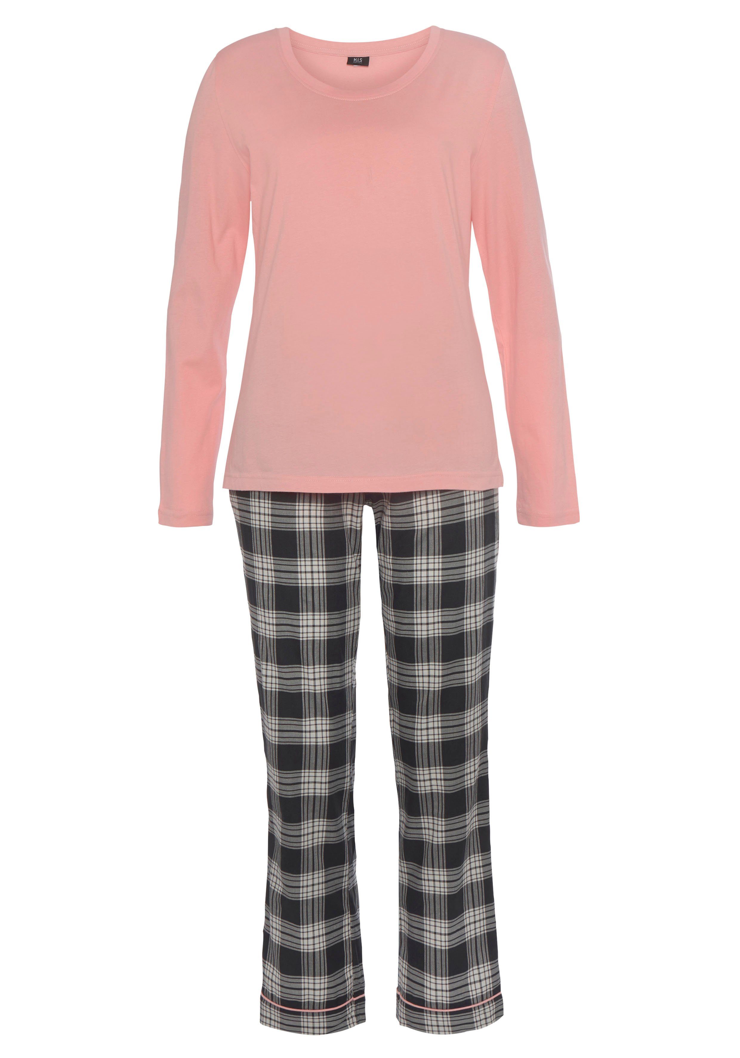 H.I.S Pyjama met geruite pyjamabroek (2-delig, 1 stuk)