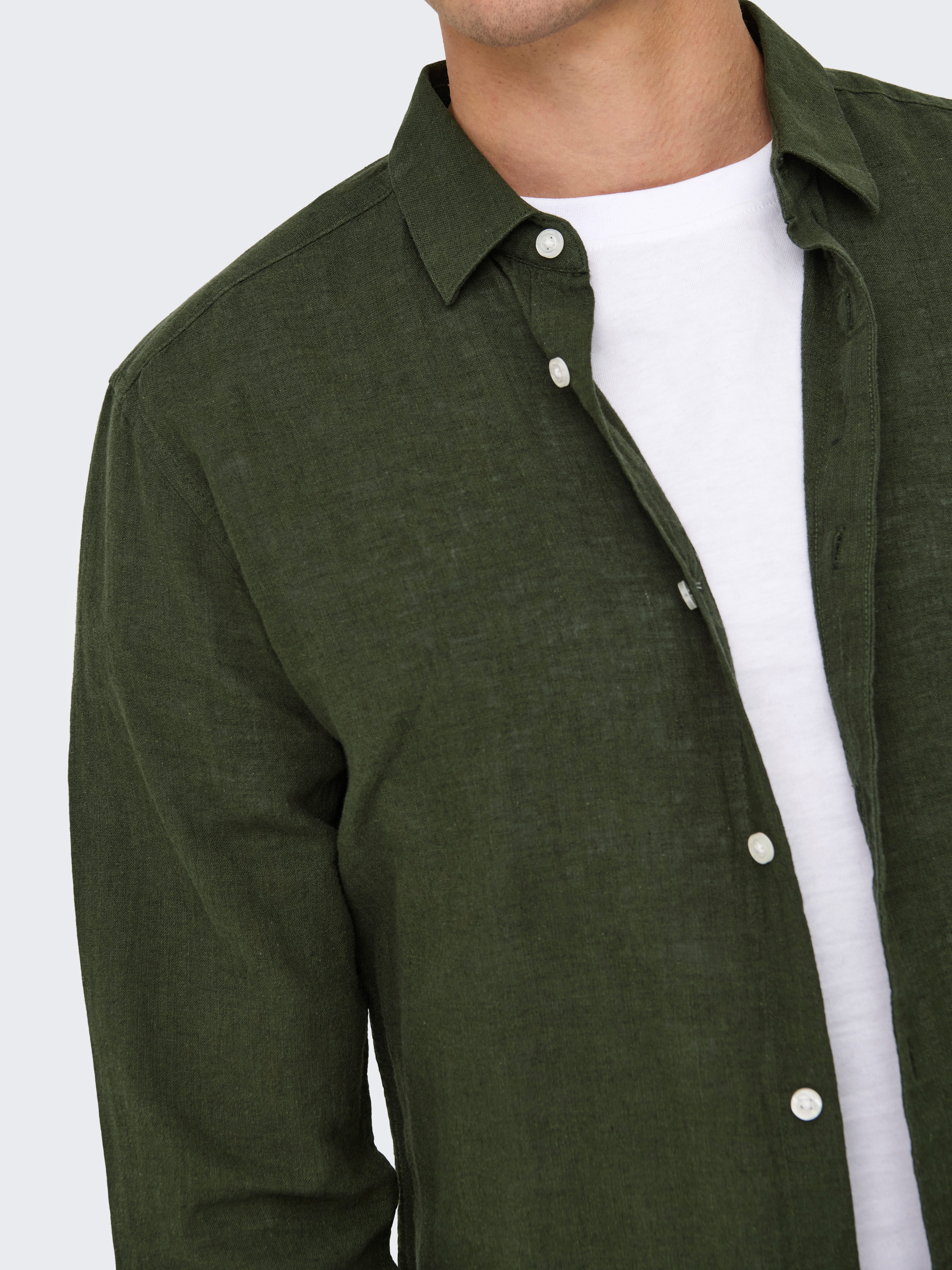 ONLY & SONS Overhemd met lange mouwen ONSCAIDEN LS SOLID LINEN SHIRT NOOS