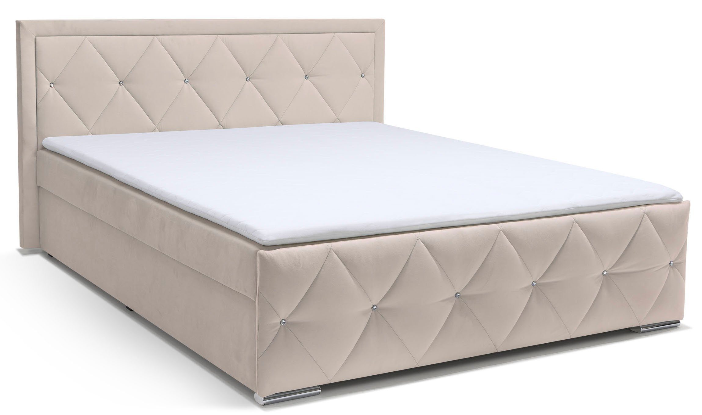 Leonique Boxspring Alfie, bestseller! Inclusief bedlade & topper Optioneel met knoopstiksels of strassstenen, H2, H3 en H4 verkrijgbaar