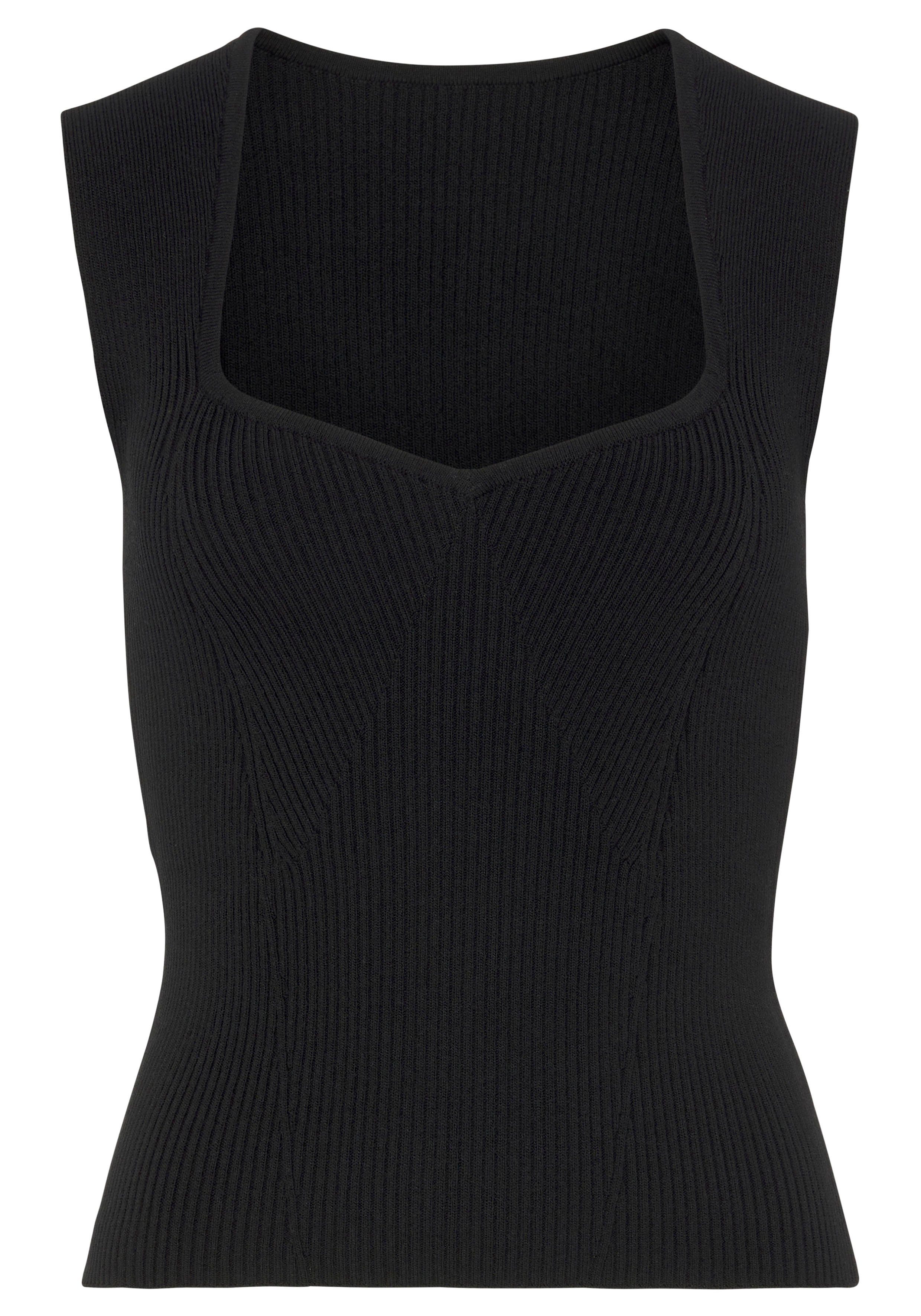 Lascana Gebreide top met vierkante halslijn, elegant top met brede bandjes