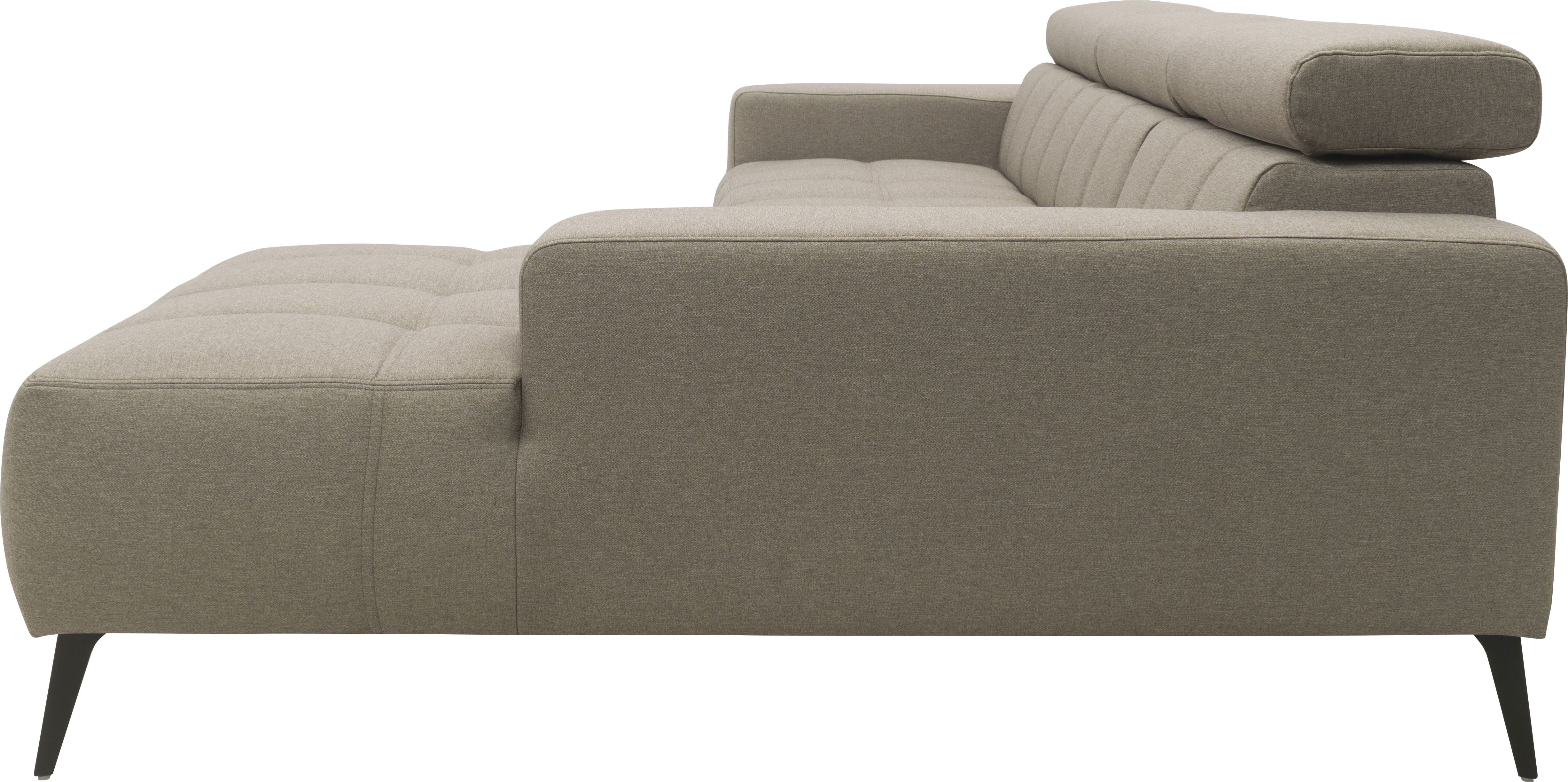 DOMO collection Hoekbank Trento L-vorm, met sledevoet of enkele voet naar keuze met verstelbare hoofdsteun, récamier links/rechts bestelbaar