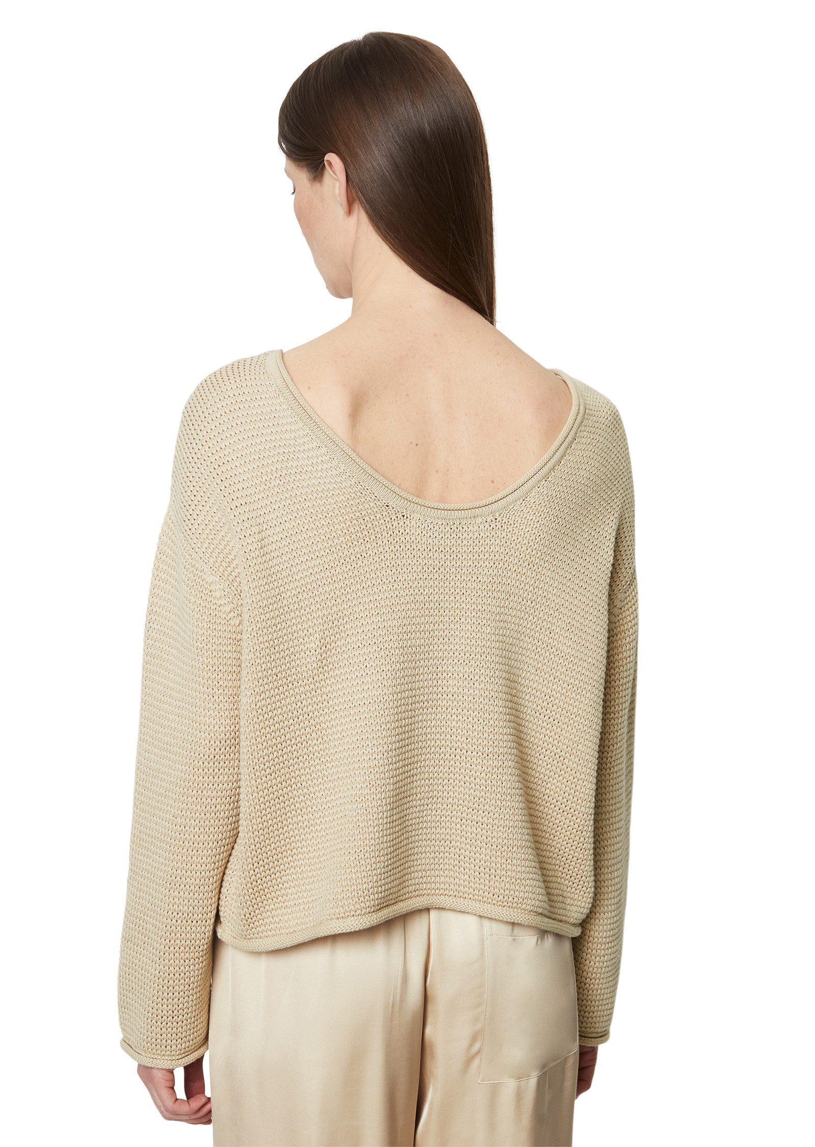Marc O'Polo Trui met ronde hals met een diepe uitsnijding op de rug, oversized