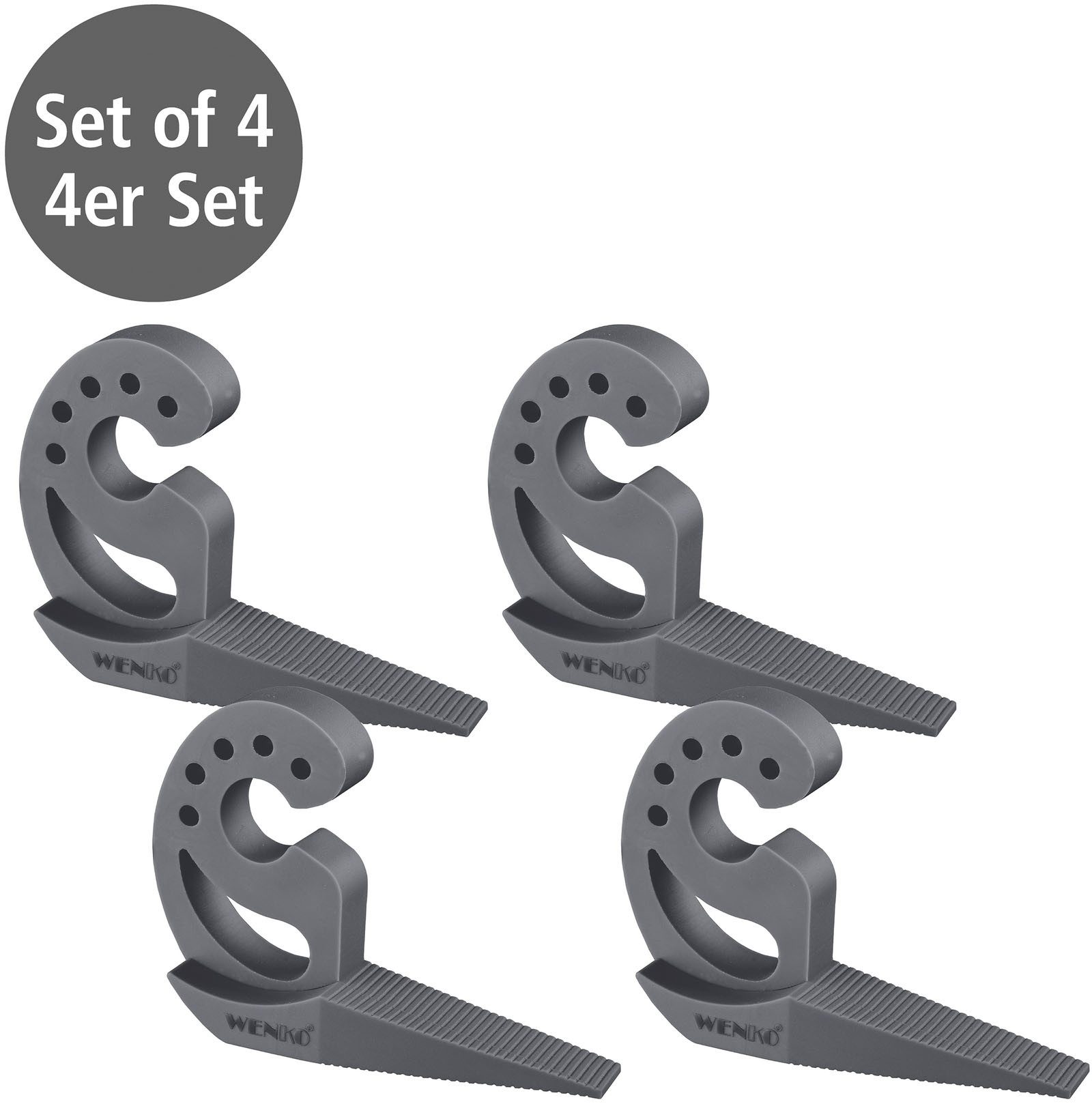WENKO Raamstopper Model Multi-STOP® antraciet Klembeveiliging, deurstopper van kunststof (set, 4 stuks)