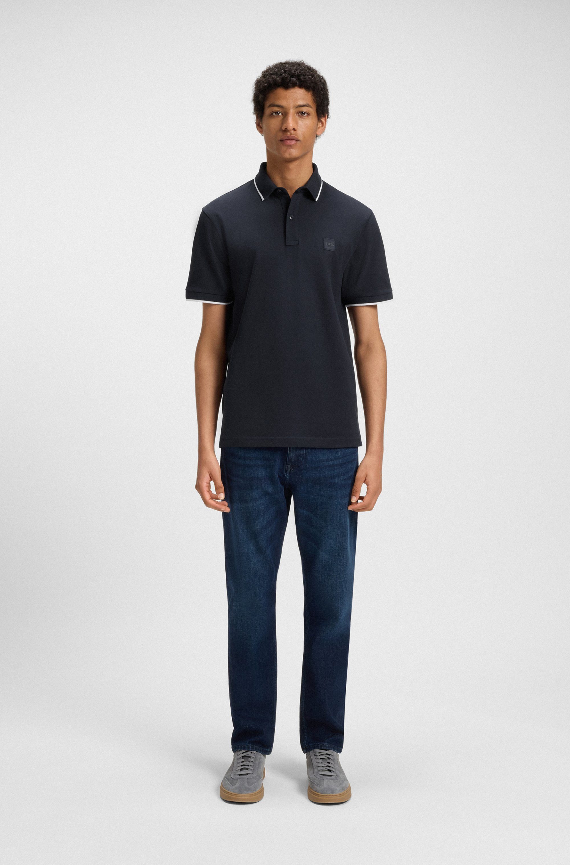 Boss Orange Poloshirt Passertip met boss badge