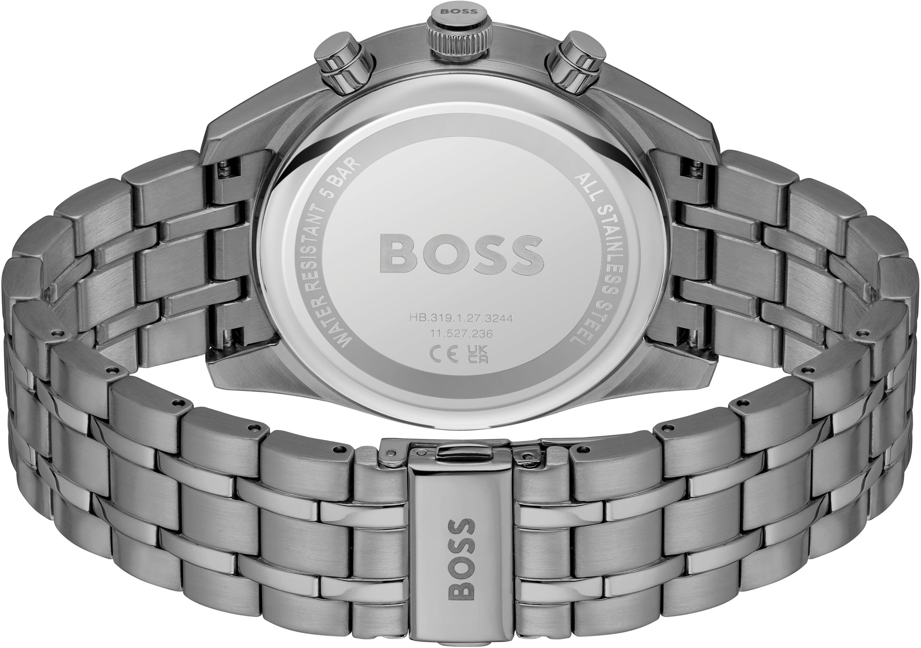 Boss Chronograaf SKYTRAVELLER Quartzhorloge, horloge, herrenuur, leren band, analoog, dag