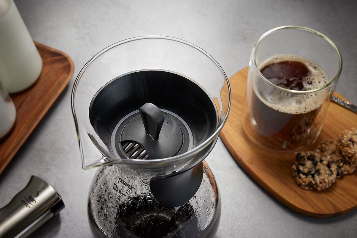 GEFU Cafetière BUTIO Roestvrij staalfilter, hittebestendig glas, 800 ml, compact ontwerp