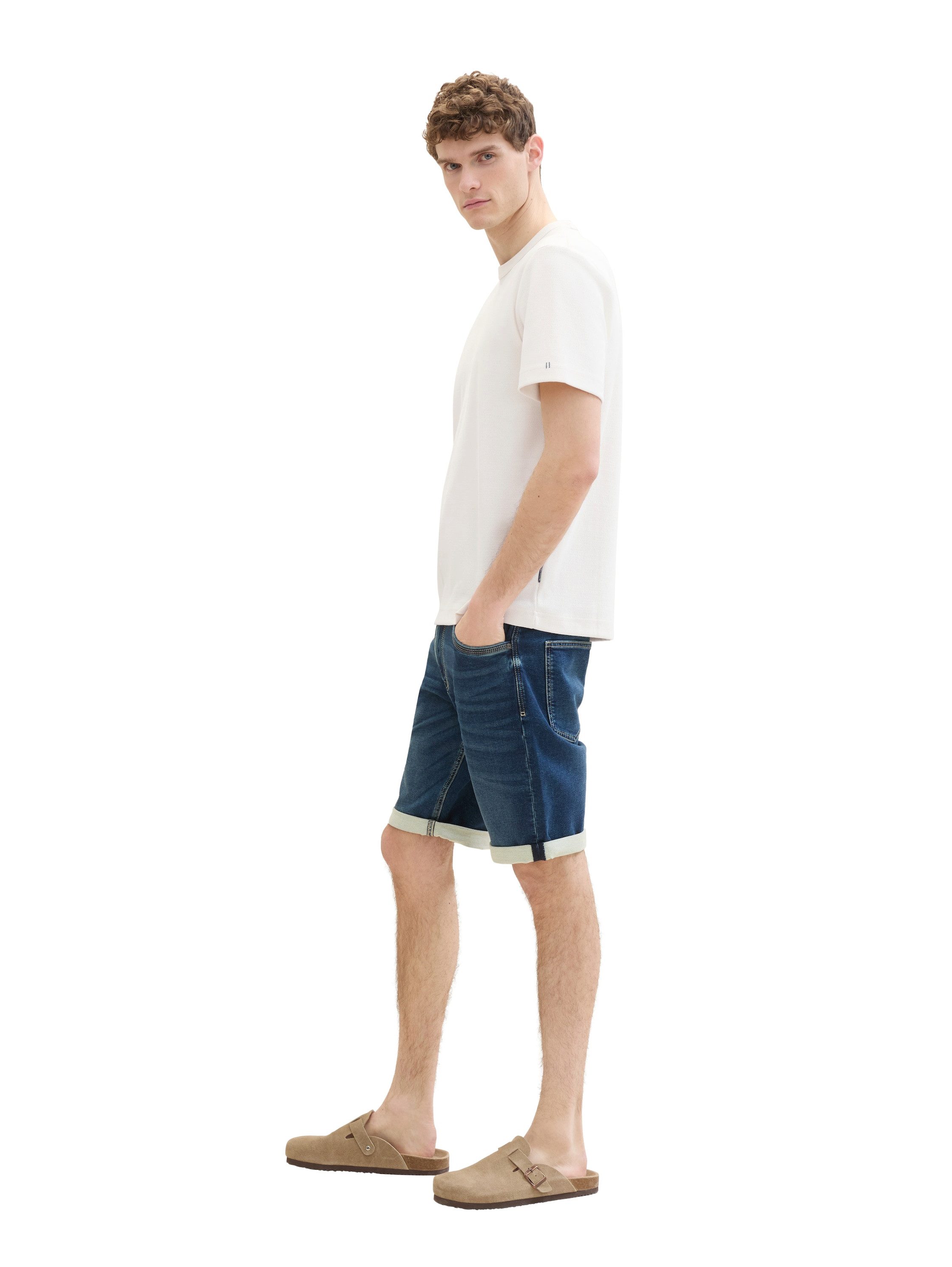 Tom Tailor Jeansbermuda Josh met merklabel