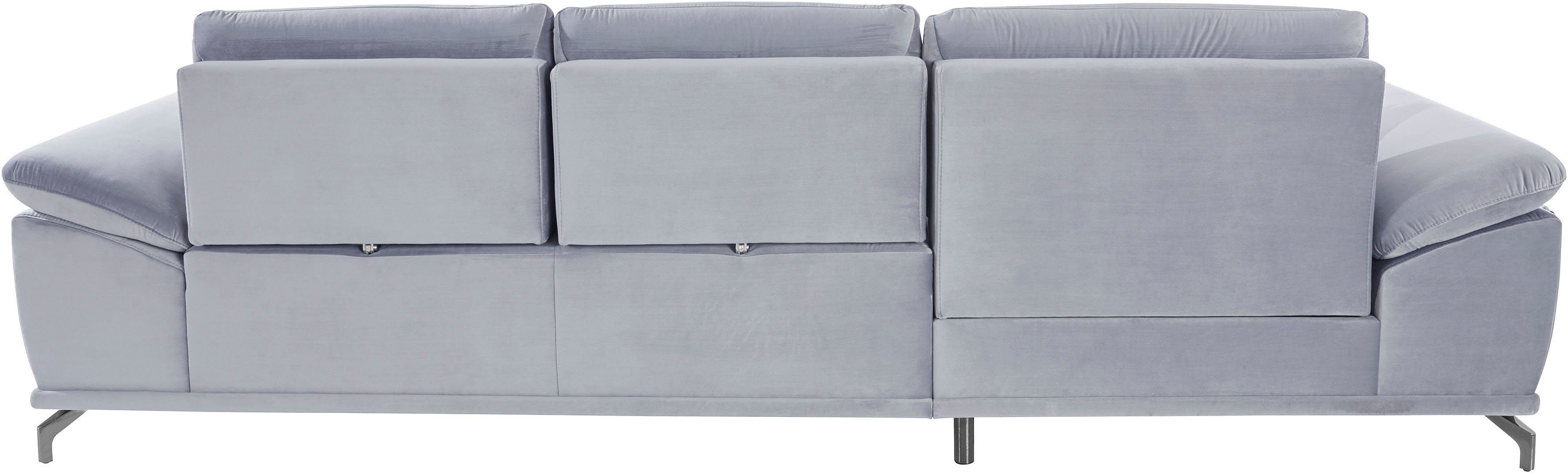Places of Style Hoekbank Costello L-vorm, met zitdiepteverstelling, armleuningverstelling en