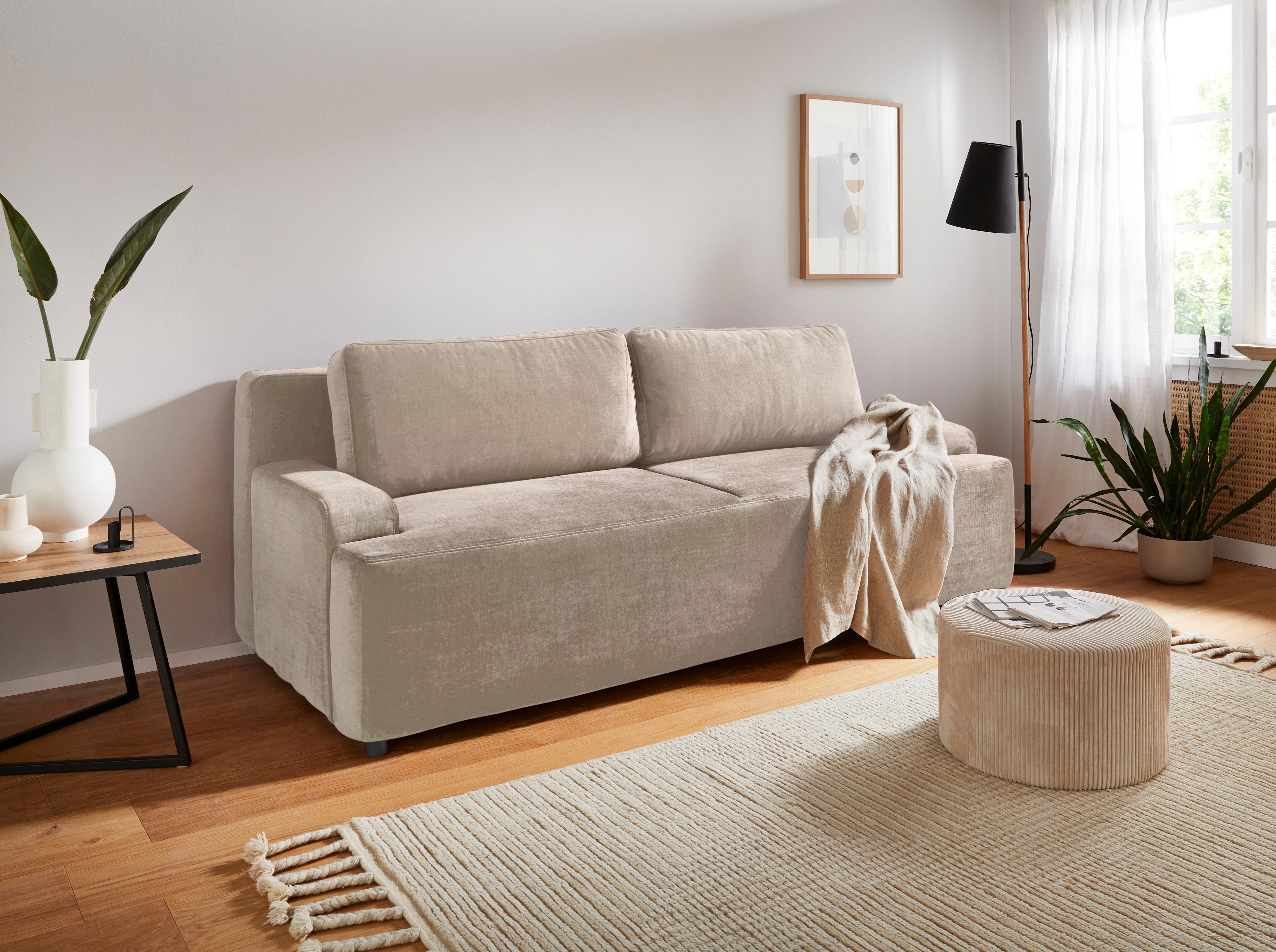 andas Slaapbank Halfslaap met slaapfunctie en bedkist beige, slaapbanken