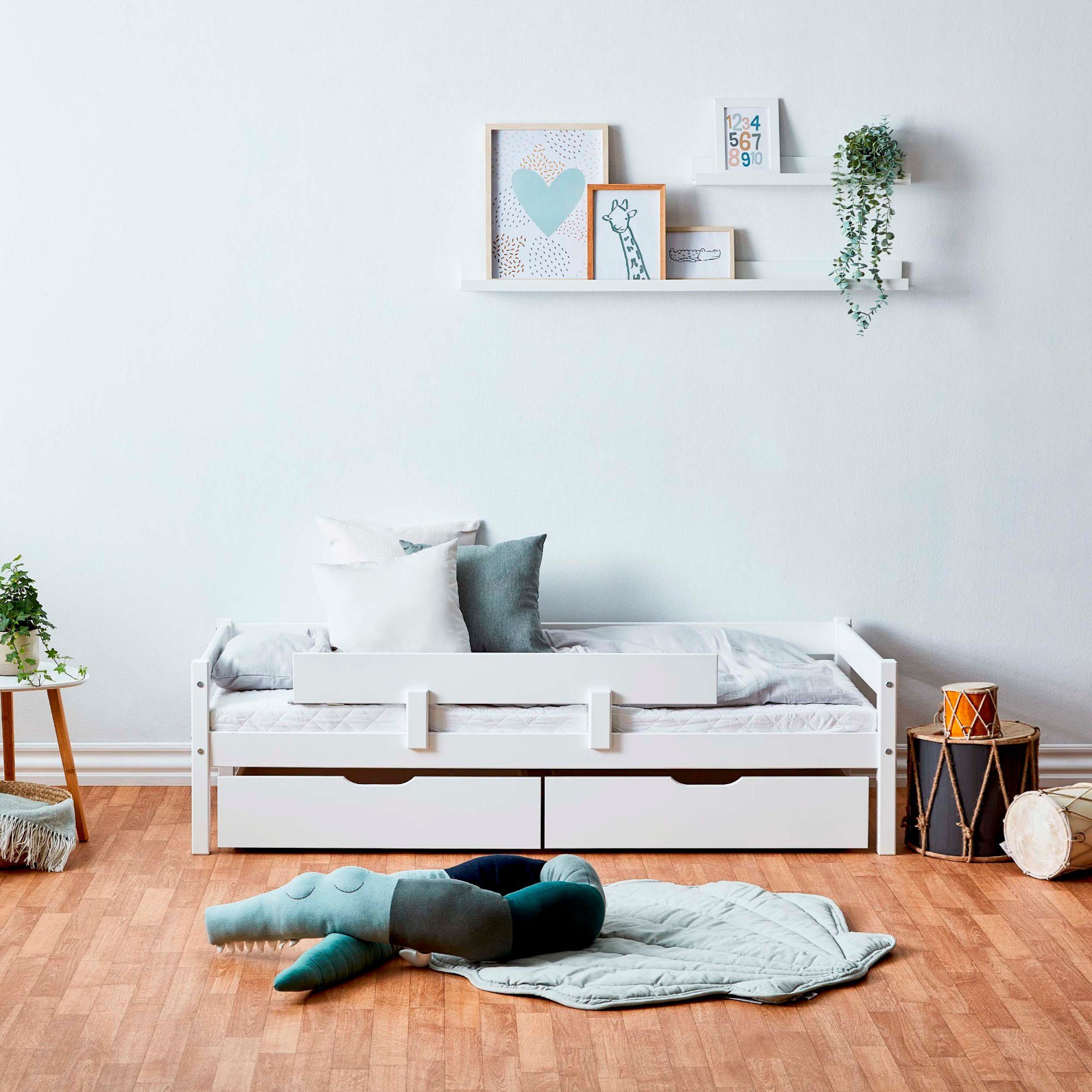 Lüttenhütt Kinderbed ECO One Kinderbed met valbeveiliging, met 2 laden