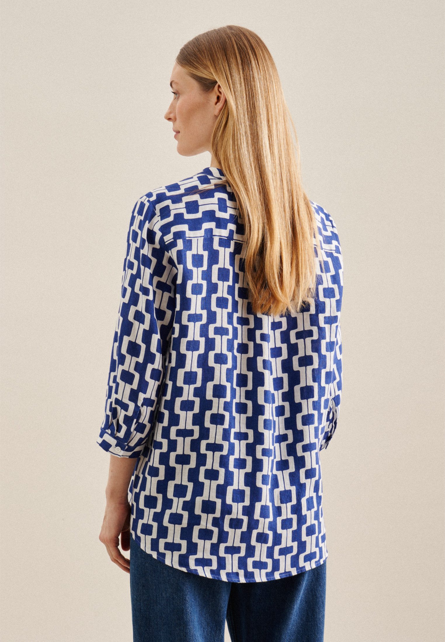 seidensticker Klassieke blouse Zwarte roos Tuniek kettingenprint