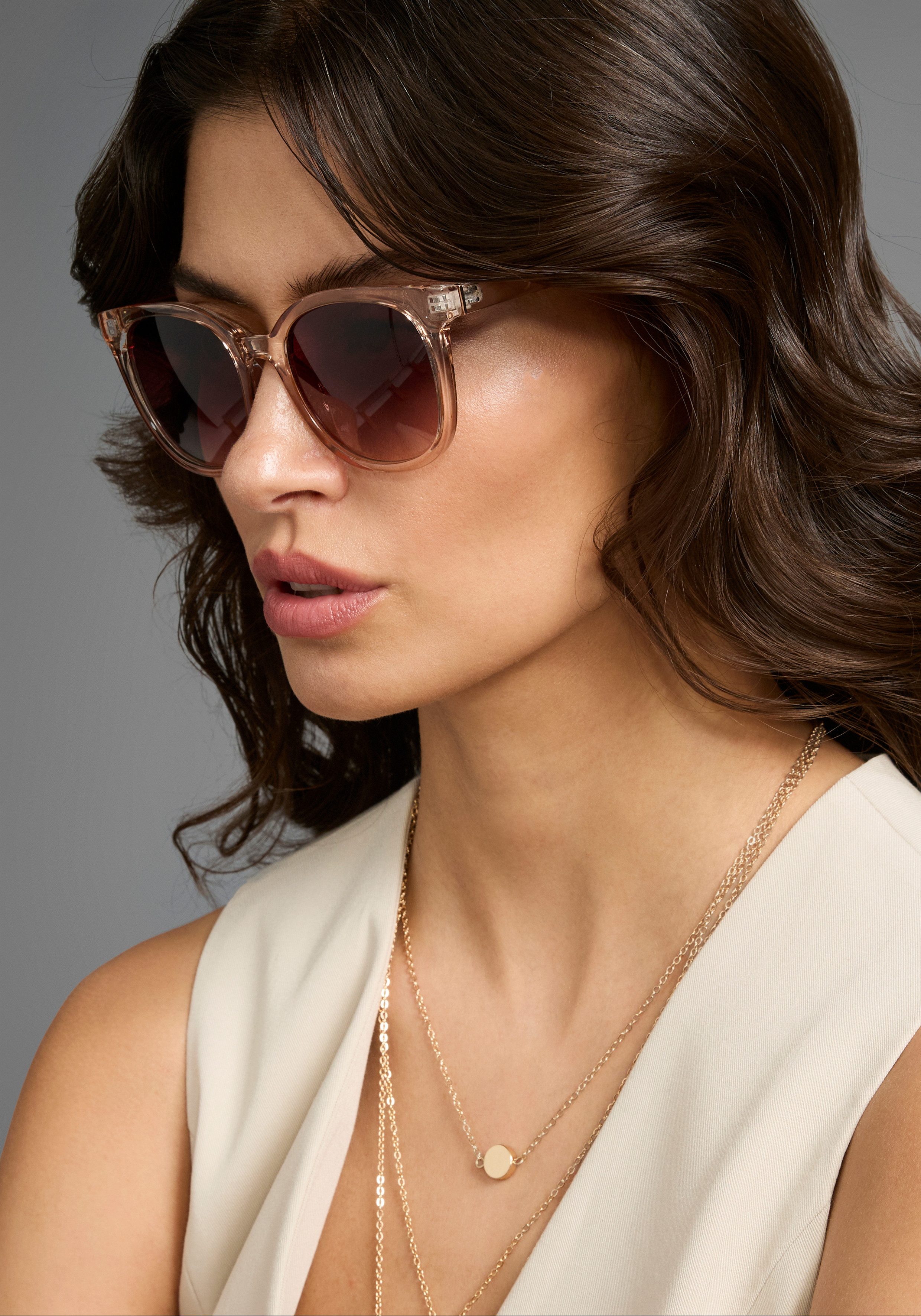 Laura Scott Zonnebril met transparante rand & goudkleurige detail - nieuw