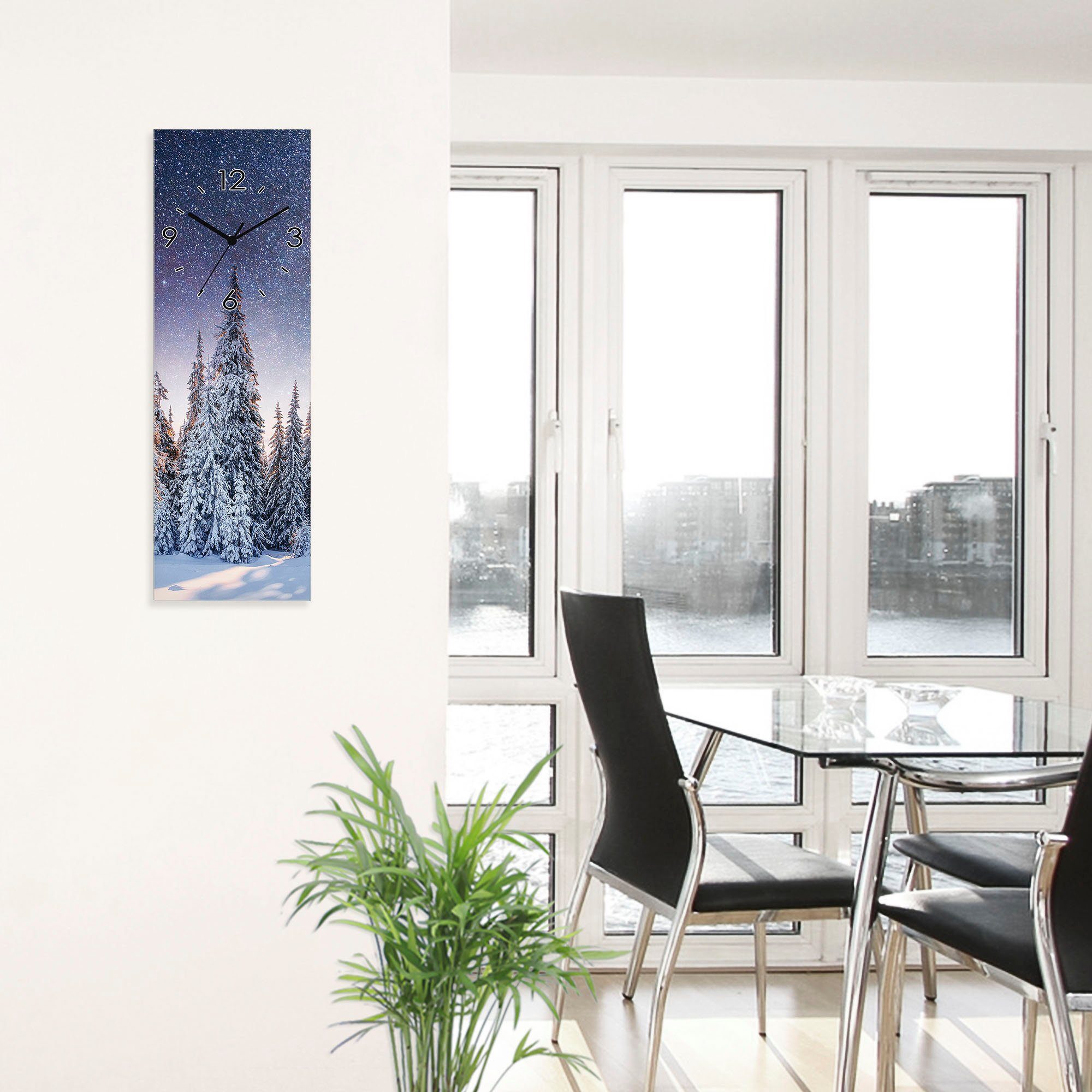 Artland Wandklok Glazen klok dennenbos in de sneeuw optioneel verkrijgbaar met kwarts- of radiografisch uurwerk, geruisloos zonder tikkend geluid
