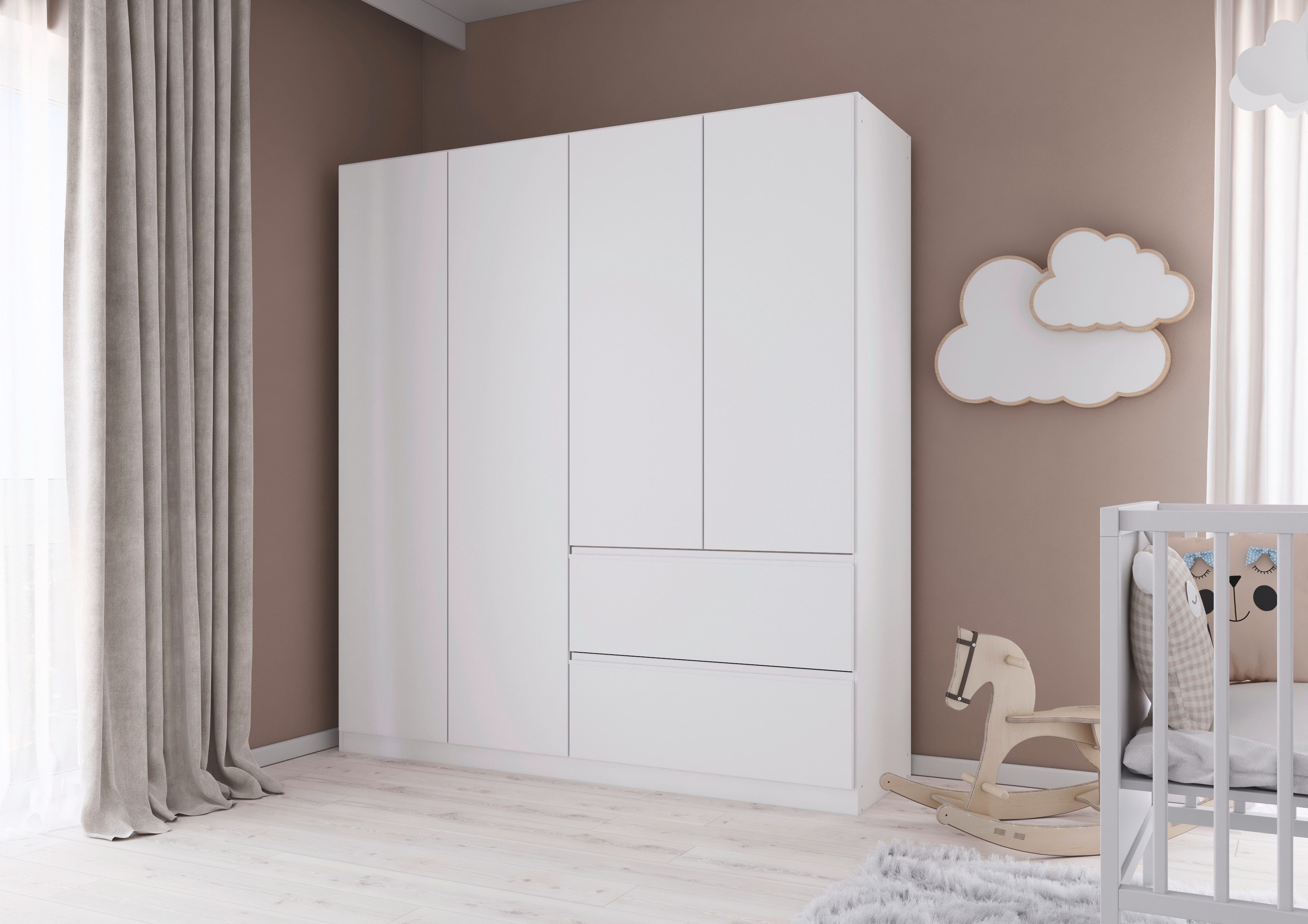 rauch Draaideurkast Kledingkast Kast Garderobe Slaapkamerkast JOEL met twee lades, met push-to-open functie made in germany