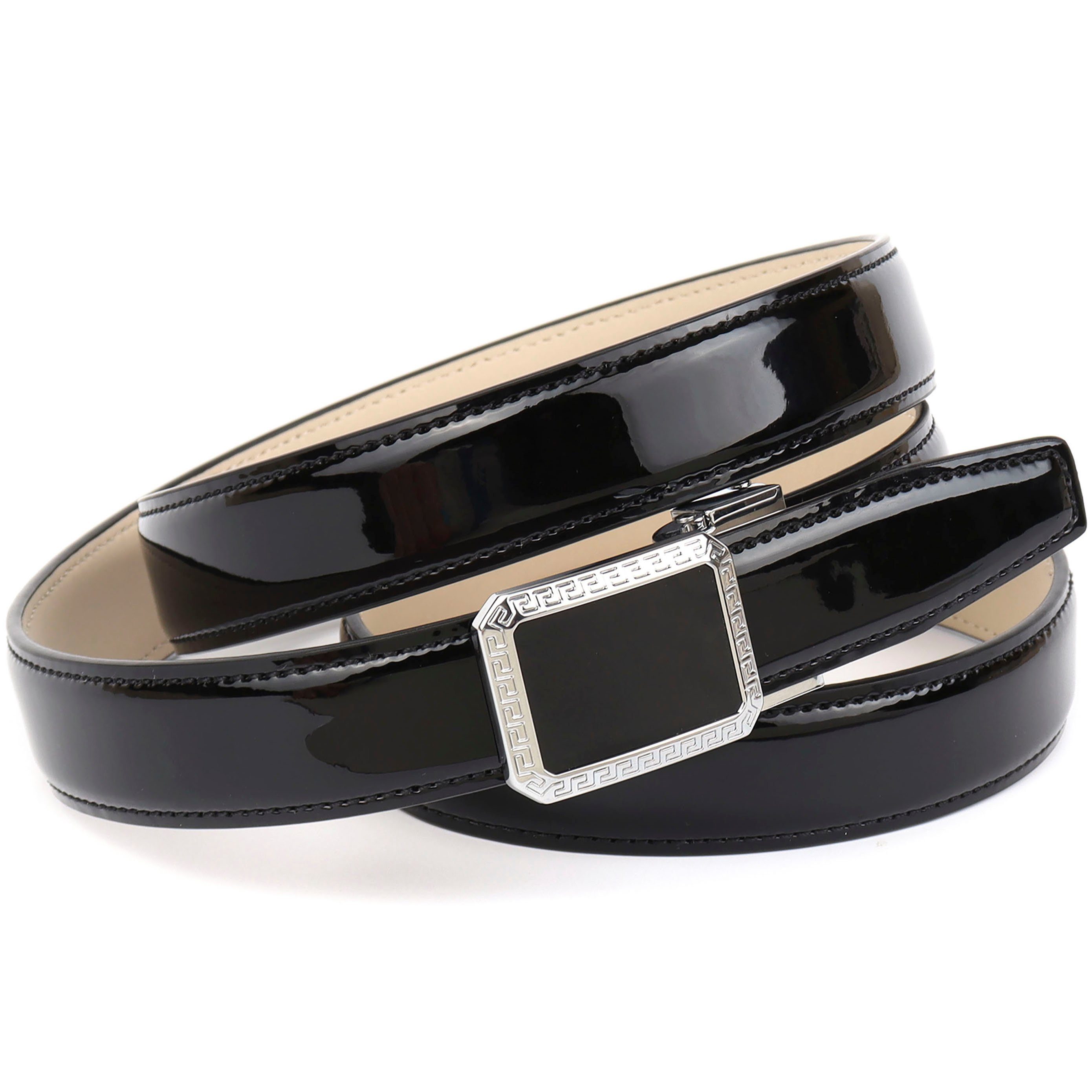 Anthoni Crown Leren riem Lakleren riem in een smal model dames brede riemen maat 80 zwart