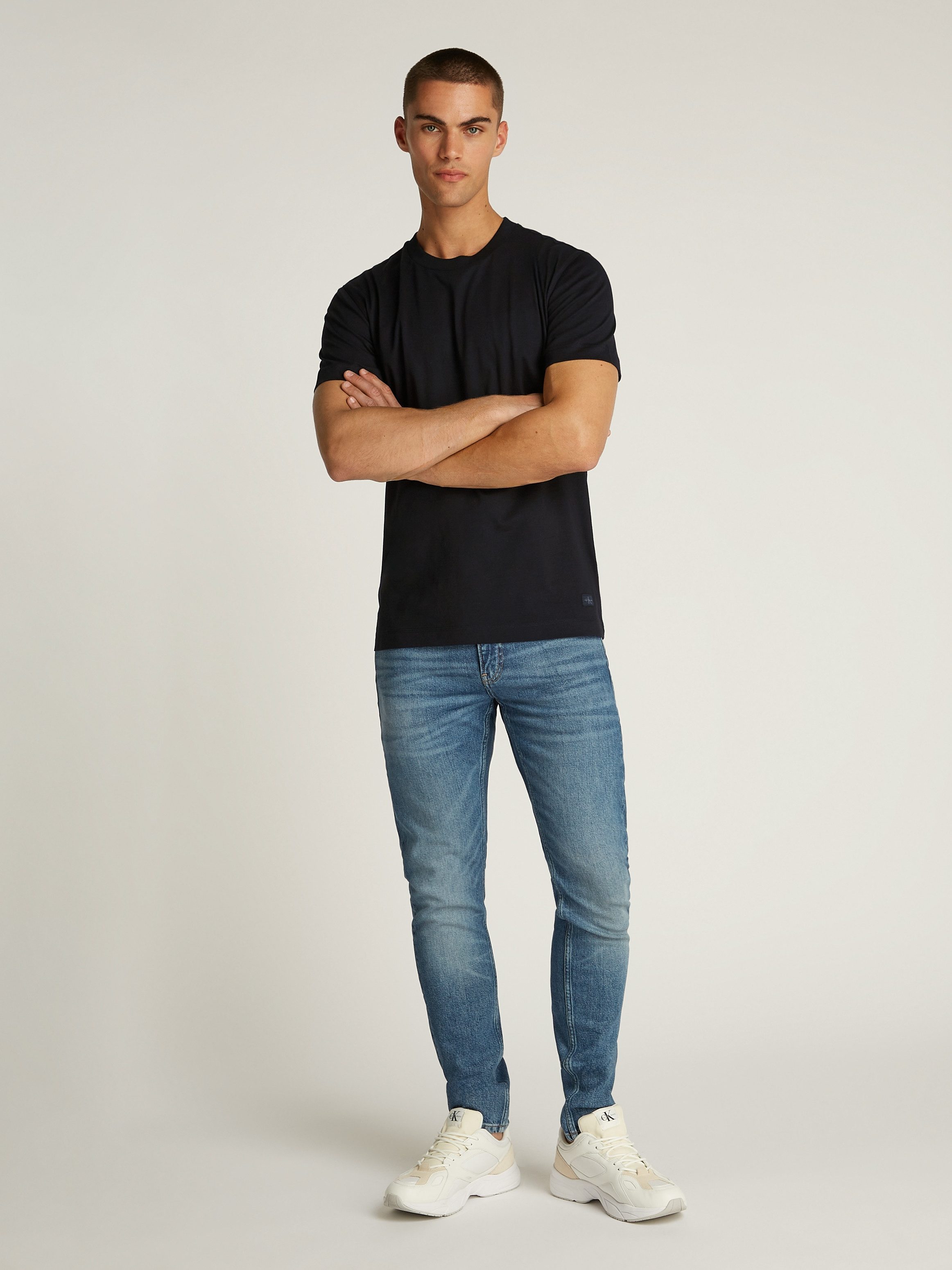 Calvin Klein Shirt met ronde hals WOVEN LABEL REGULAR TEE