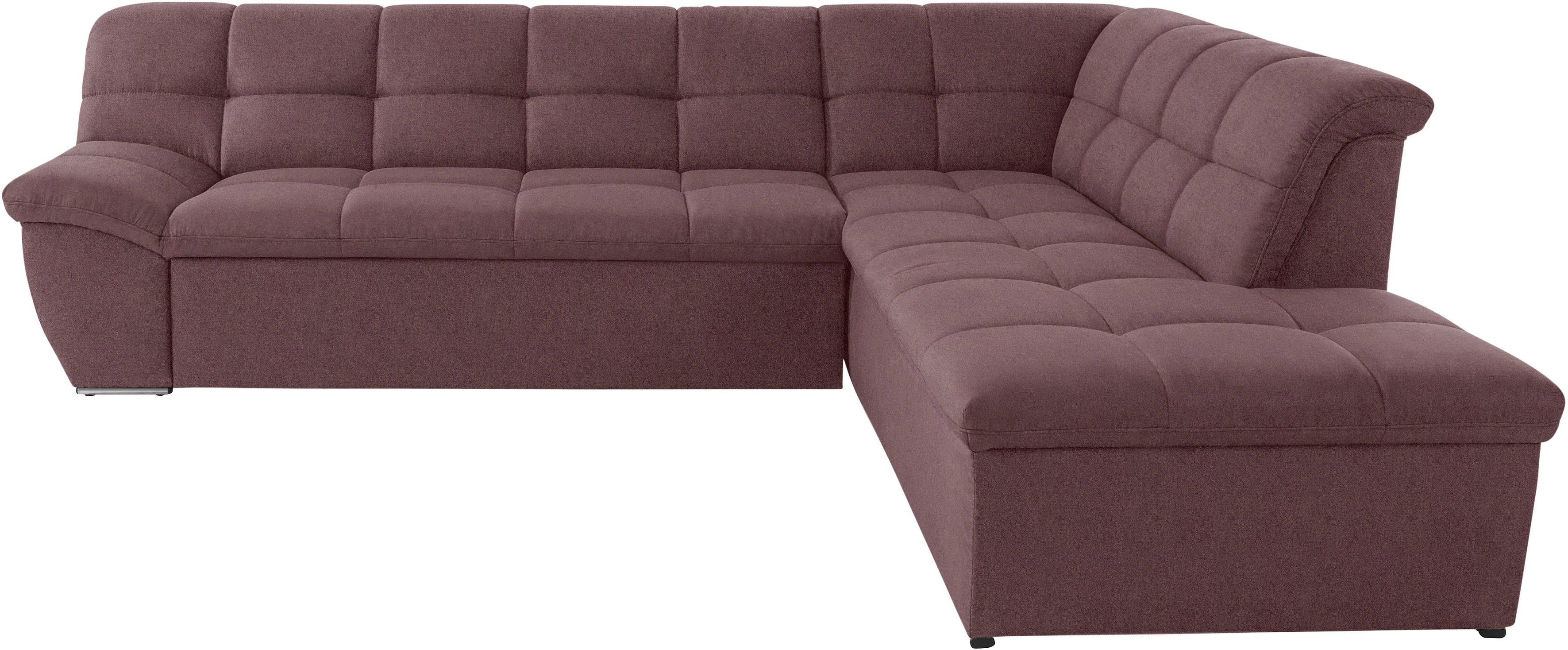 DOMO collection Hoekbank Lagoa, moderne Sitzheftung, bequem und komfortabel, L-Form naar keuze met slaapfunctie, vrij plaatsbaar, grote veelvoud aan kleuren