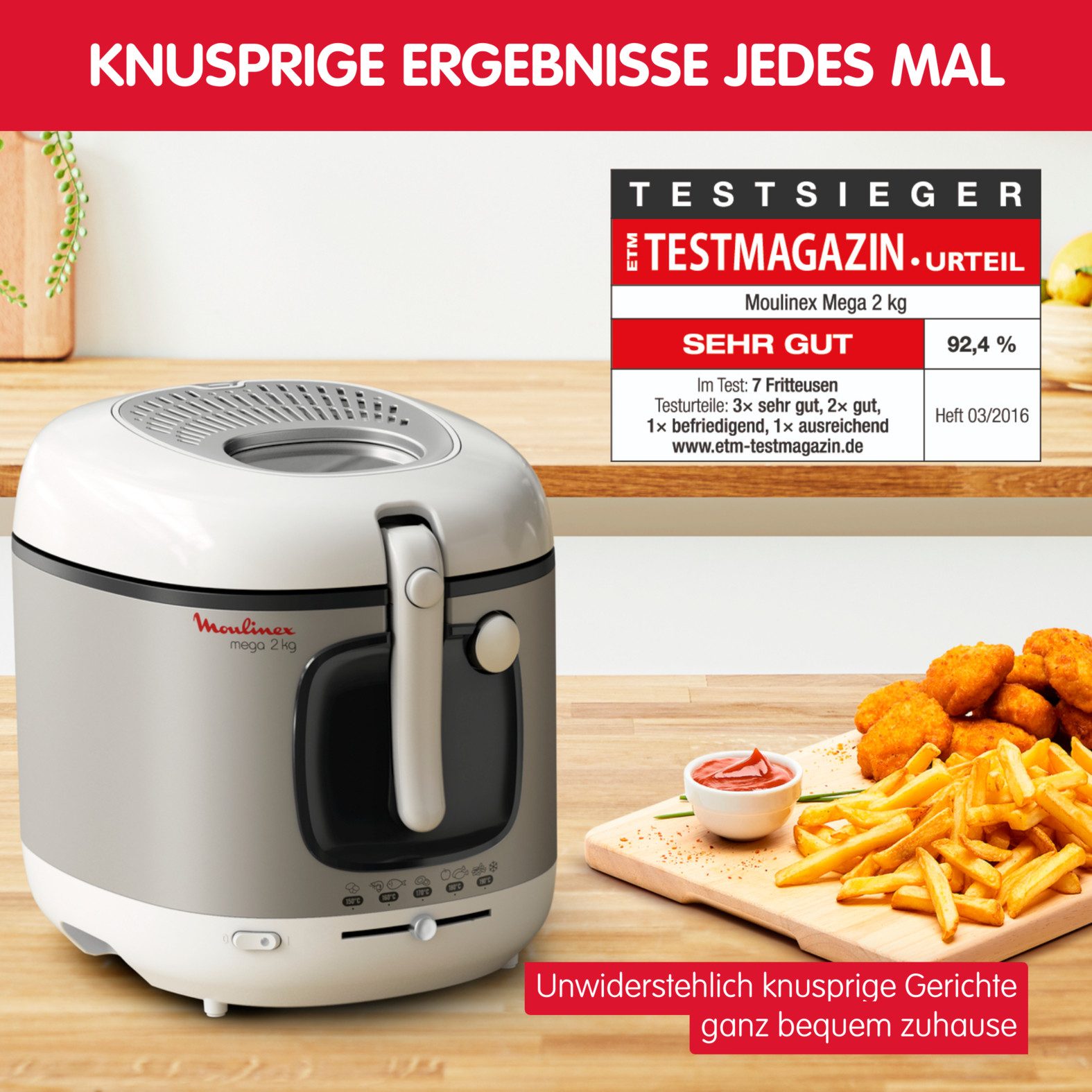 Moulinex Friteuse Mega Capaciteit 2 kg, voor 8 personen, anti-geurfilter, AM4800