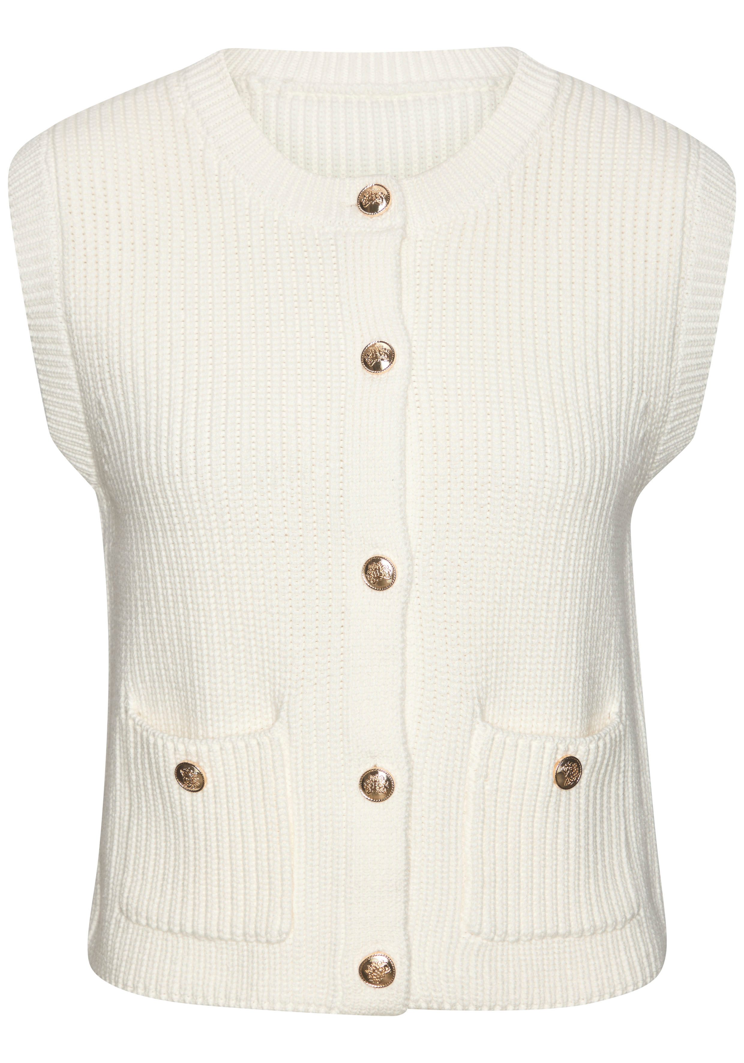 Lascana Mouwloos vest met knoopsluiting, mouwloze gebreide trui, elegant, chic