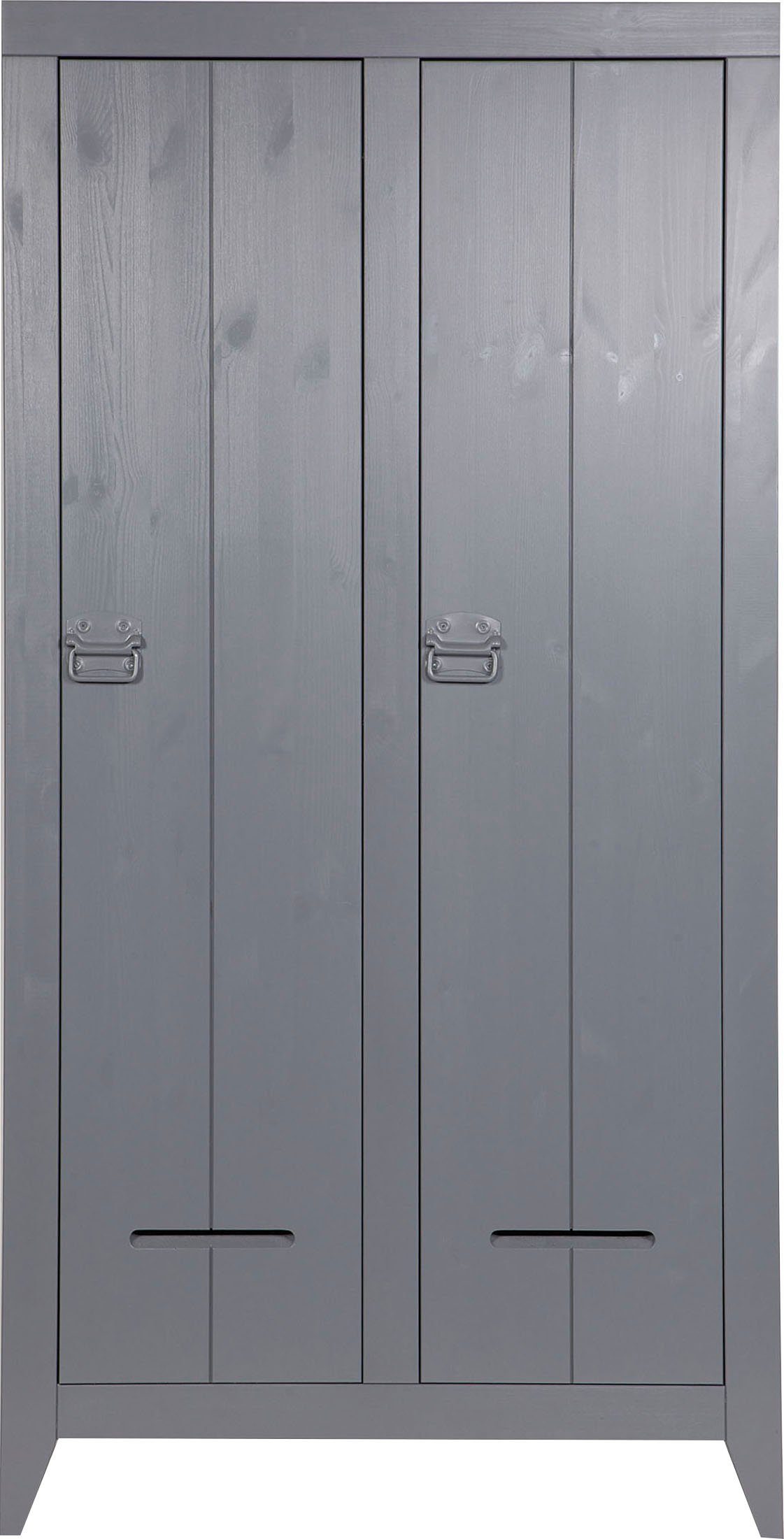 WOOOD Kledingkast Kluis 2-deurs, met metalen handgrepen, h 190 cm x b 95 cm garderobekasten grijs