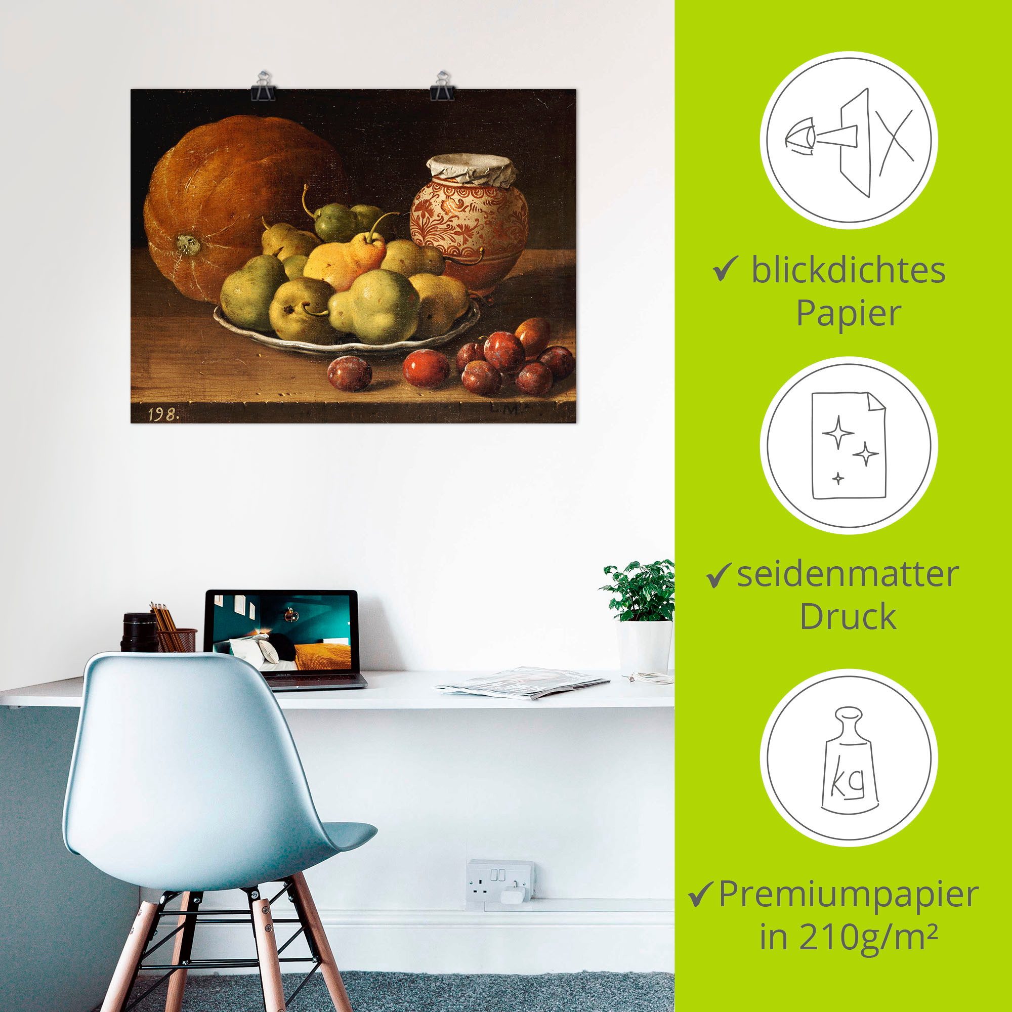 Artland Artprint Stilleven met peren en pruimen. als artprint op linnen, muursticker of poster in verschillende maten