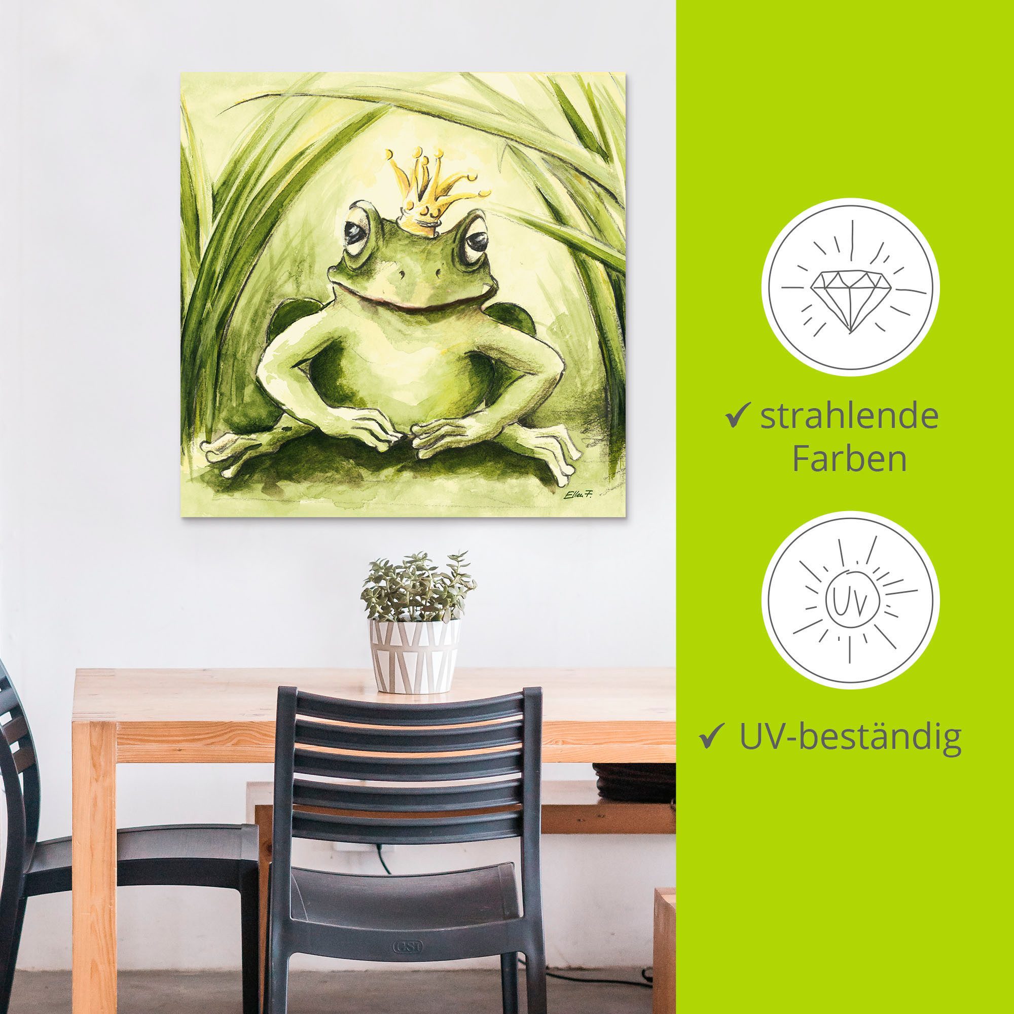 Artland Artprint Kleine kikker als artprint van aluminium, artprint voor buiten, artprint op linnen, poster in verschillende maten. maten