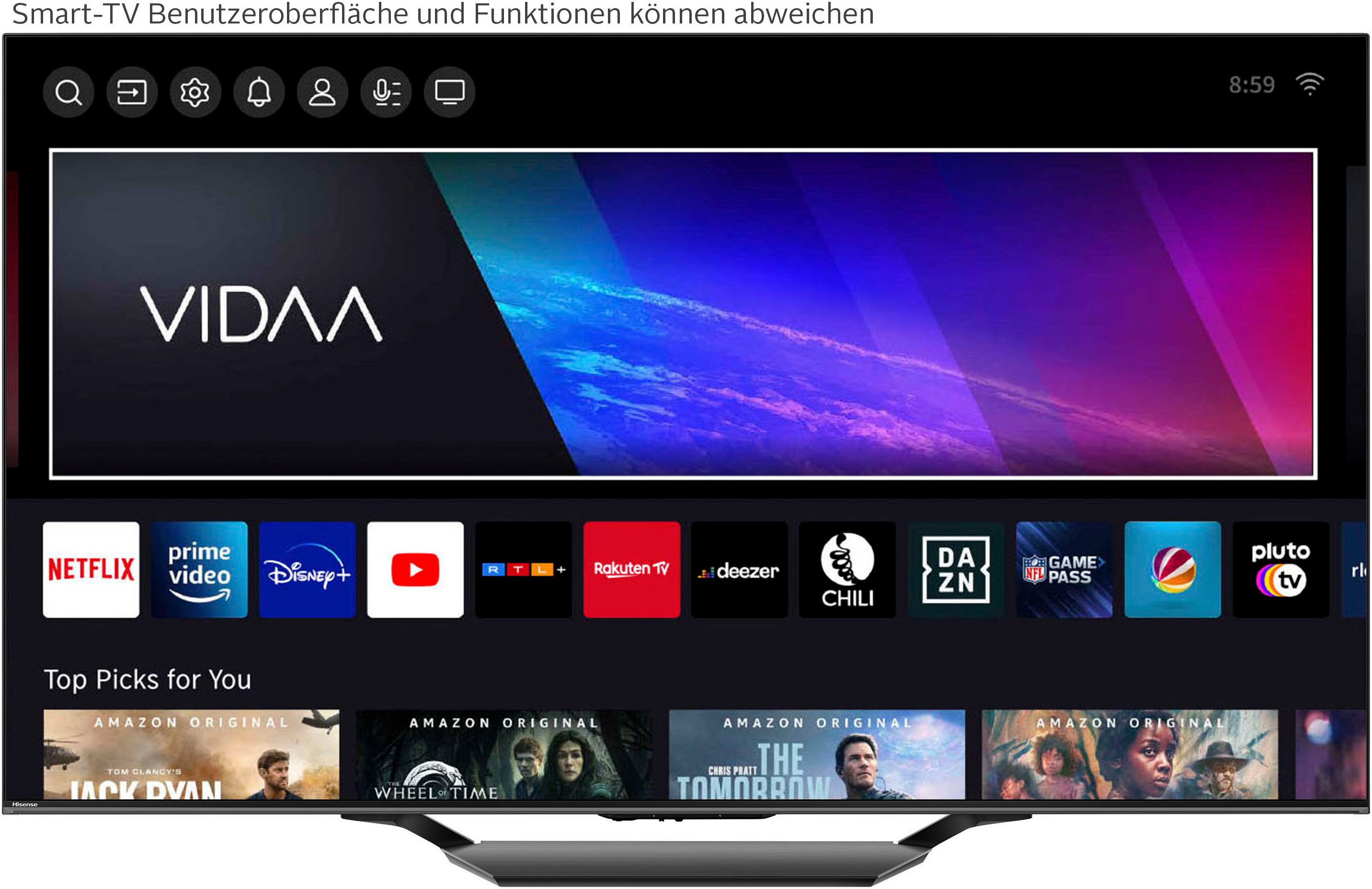 Hisense Mini-led-tv 55U7NQ, 139 cm / 55", 4K Ultra HD, Smart TV, 4k uhd, uled, mini led