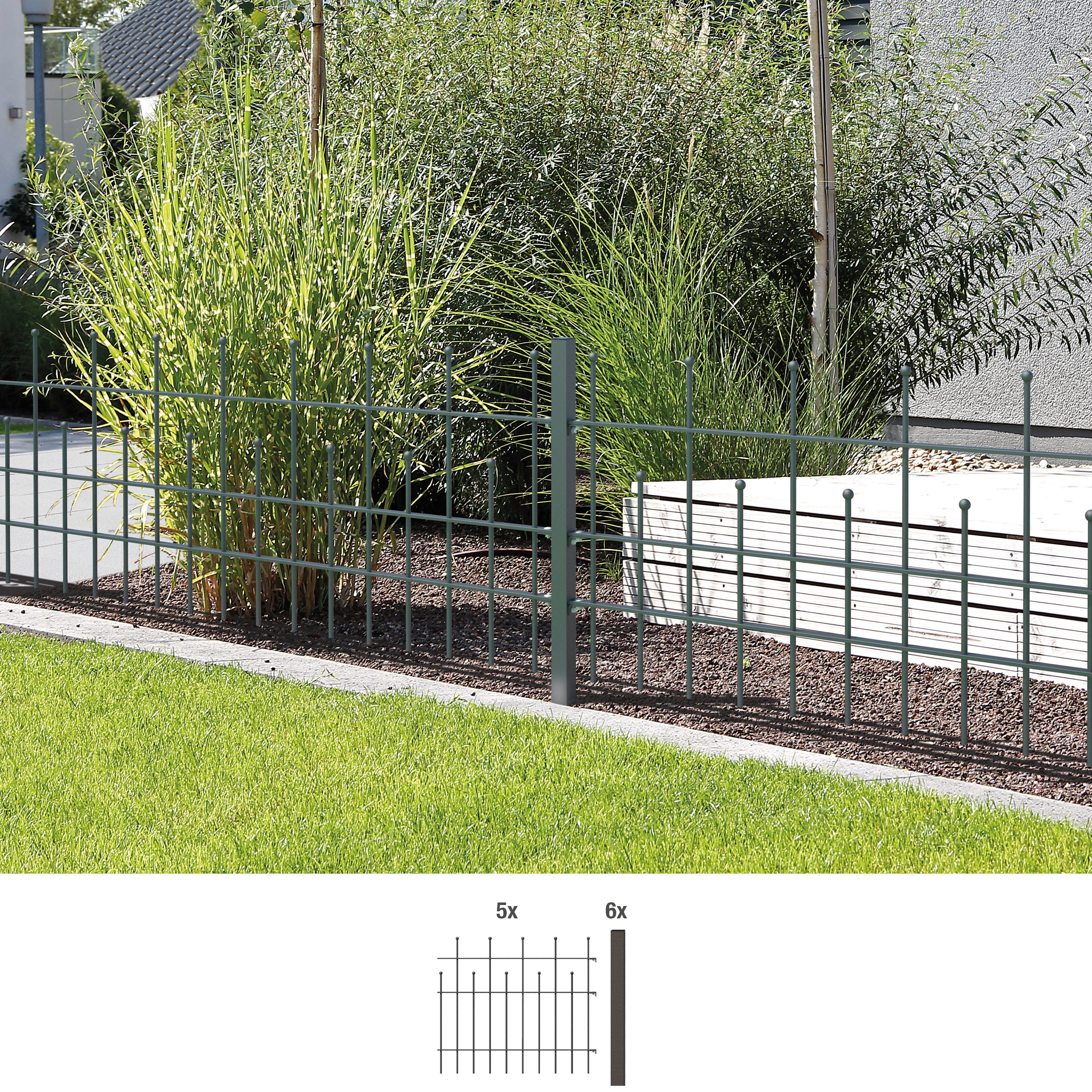 GAH Alberts Metalen hek Madrid Hoogte: 49,5, 73,5 en 98,5 cm, totale lengte: 10 m, om vast te schroeven (set)