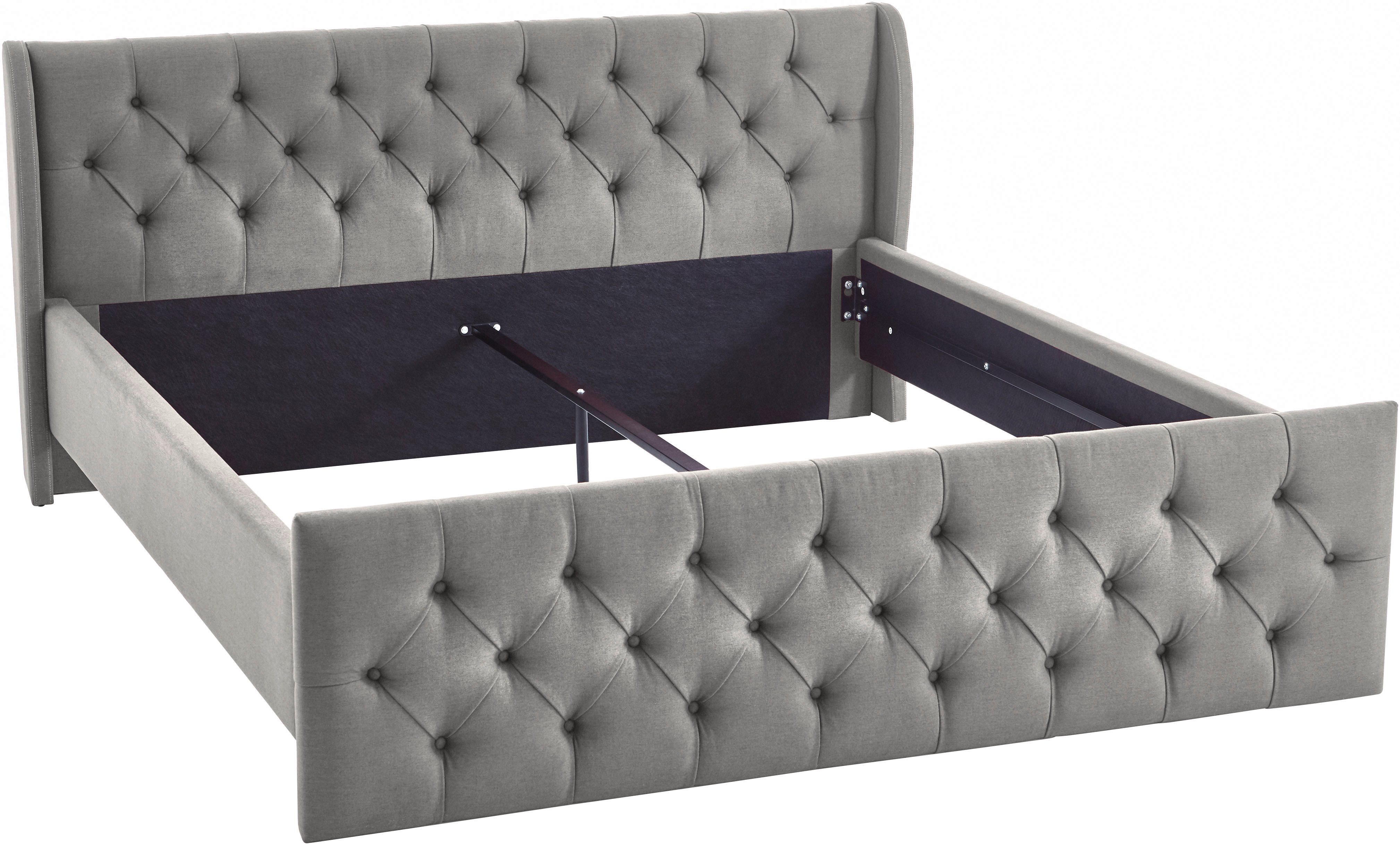 ATLANTIC home collection Gestoffeerd bed TAMINA met Chesterfield-look hoofd- en voetdeel