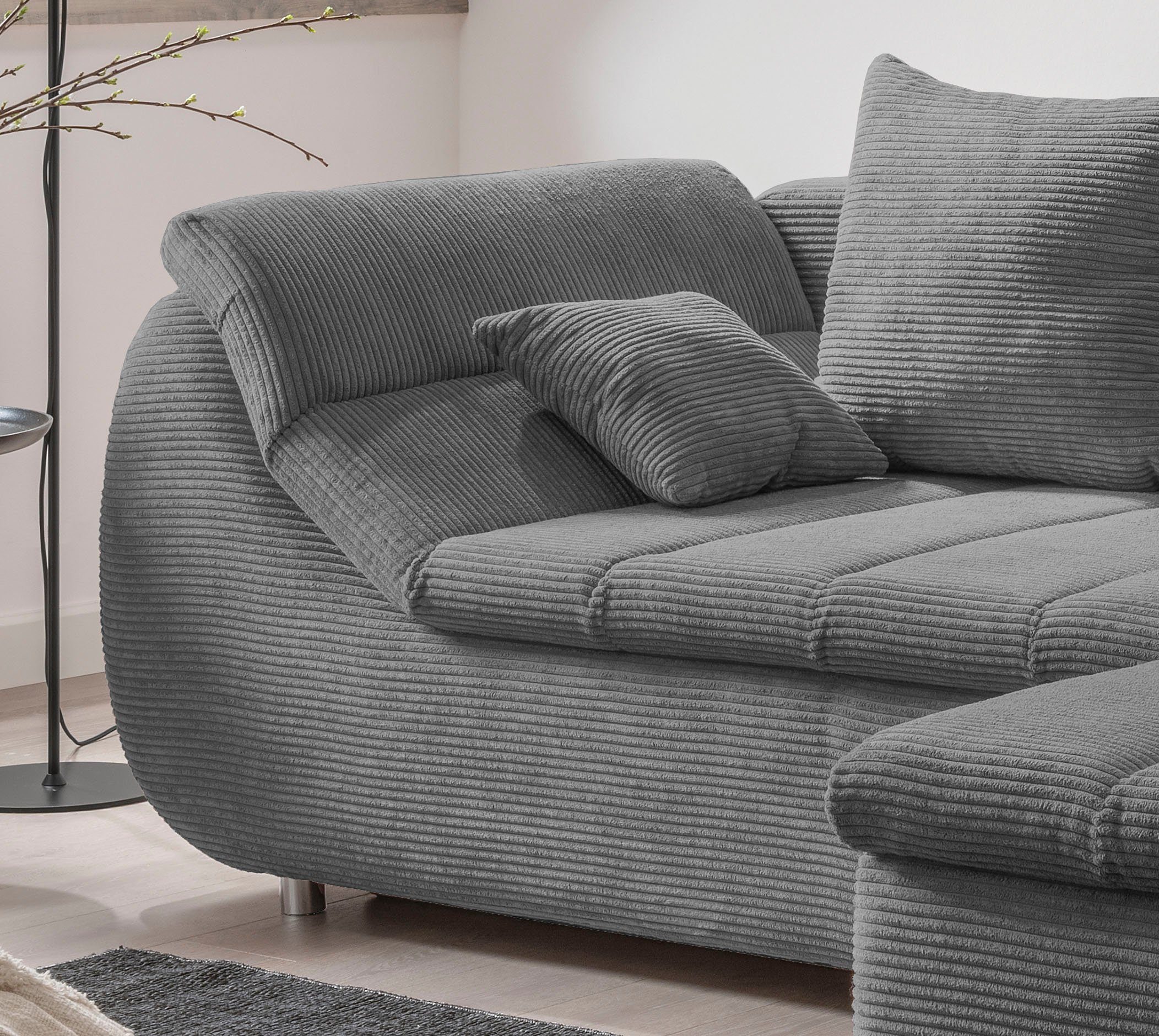 INOSIGN Hoekbank Imola elegant en comfortabel, actuele stiksels in de zitting, L-vorm
