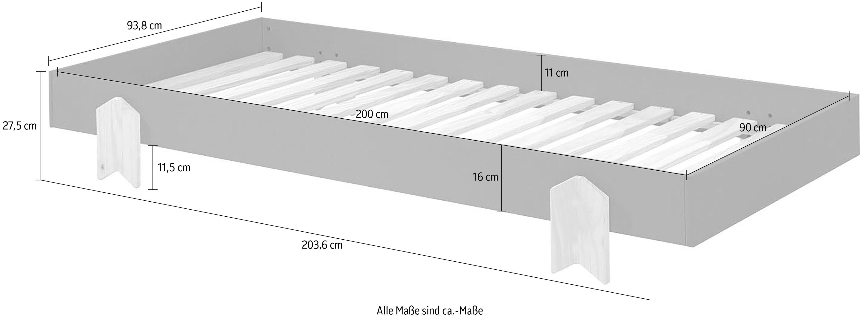 Vipack Kinderledikant Modulo Tienerbed, 1-persoons, stapelbed met poten in pijl-look