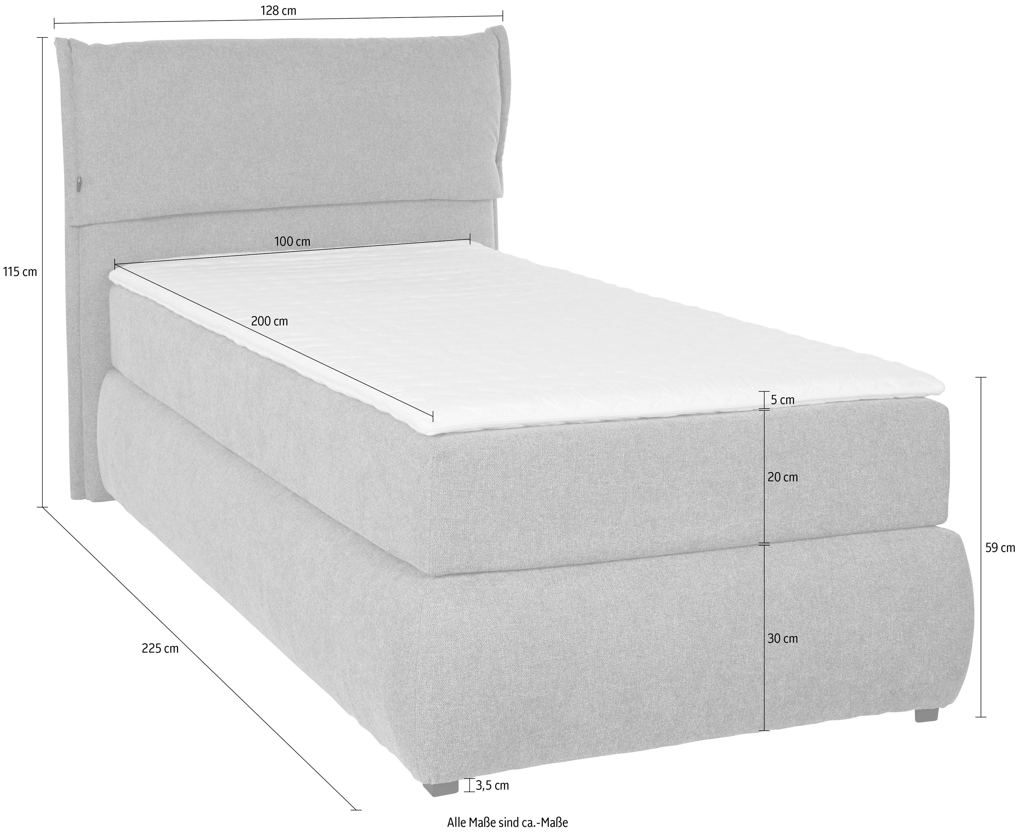andas Boxspring Jenson in 4 kleuren, 4 breedten, 3 matrassoorten in 2 hardheden, topmatras