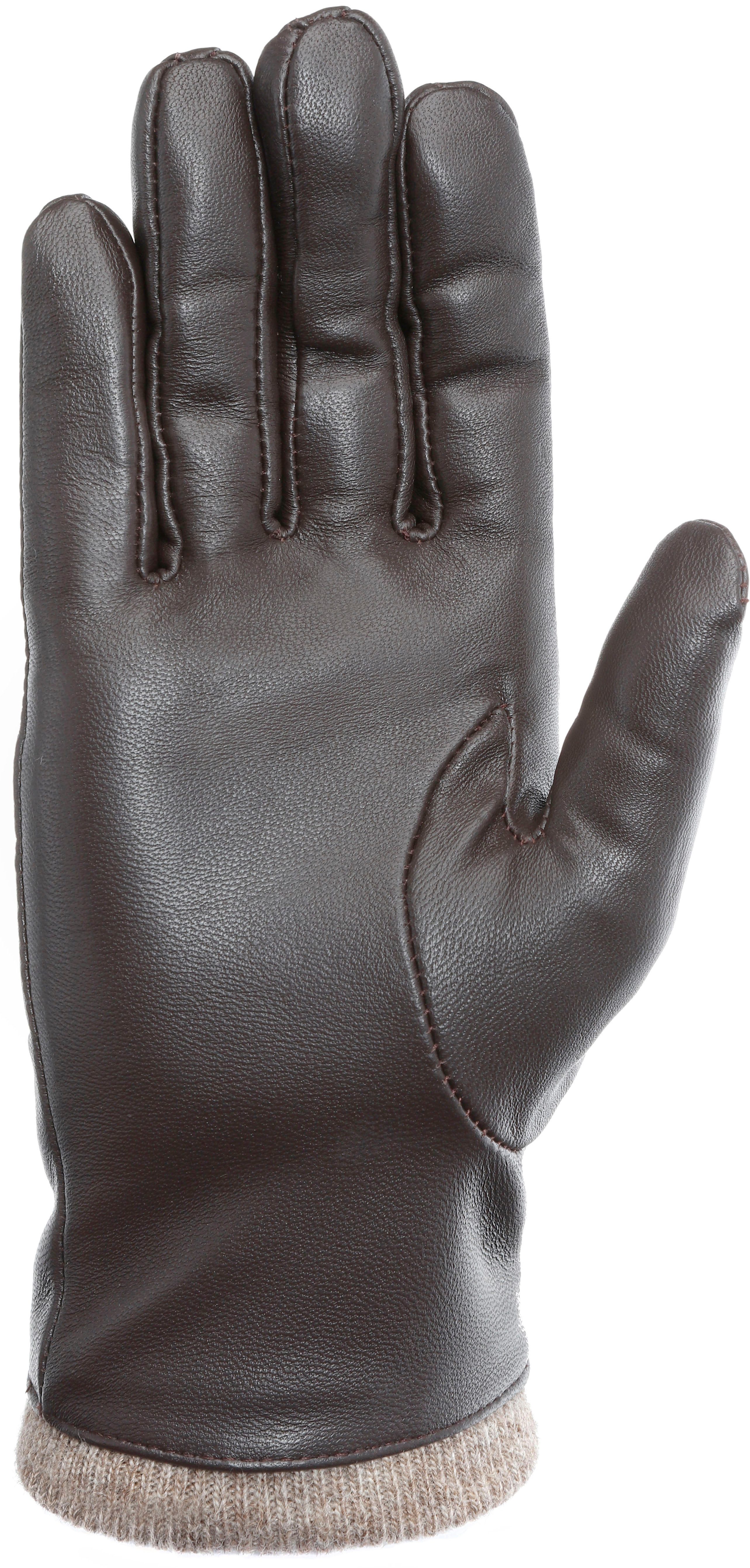 PEARLWOOD Leren handschoenen Daisy Touchscreen-geschikt - bedienbaar met 10 vingers, decoratieve naden