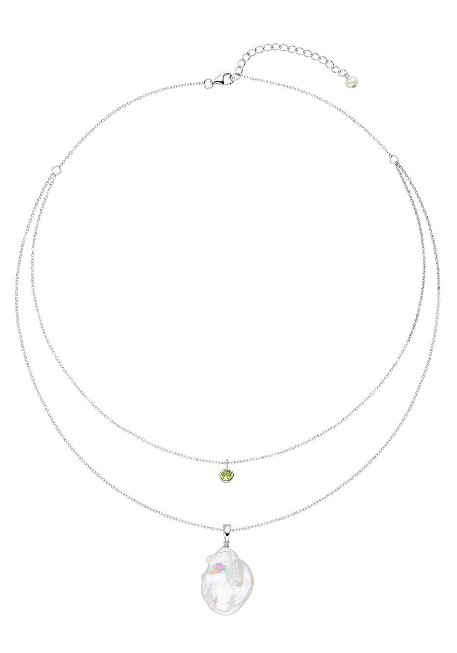 Firetti Ketting met hanger Sieraad Geschenk, Halsketting Parel meerdere rijen Made in Germany - met edelsteen - met zoetwater gekweekte parel dames