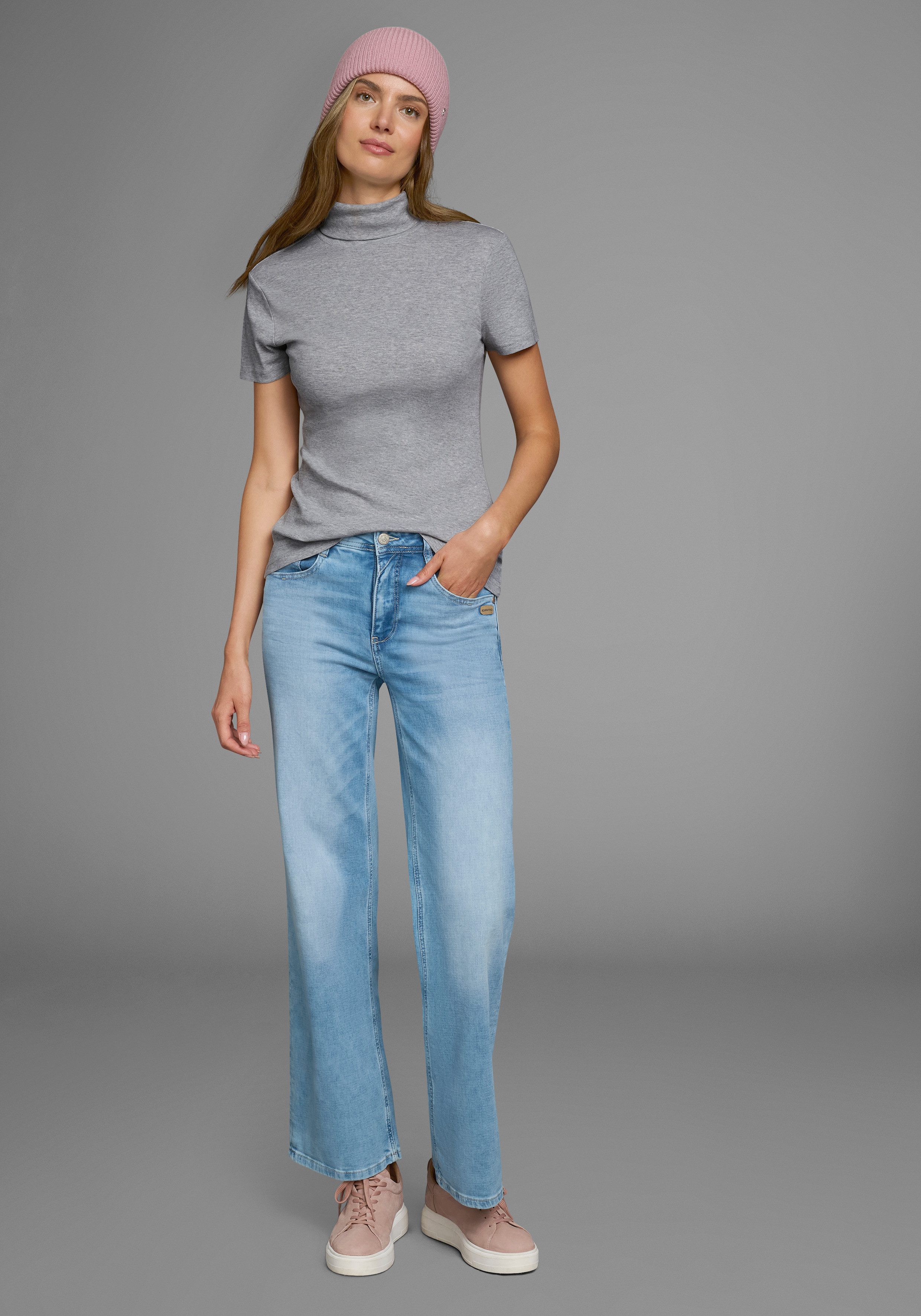 Flashlights Colshirt figuurvolgend, basic stijl, rolkragen, van 100% katoen, elastisch