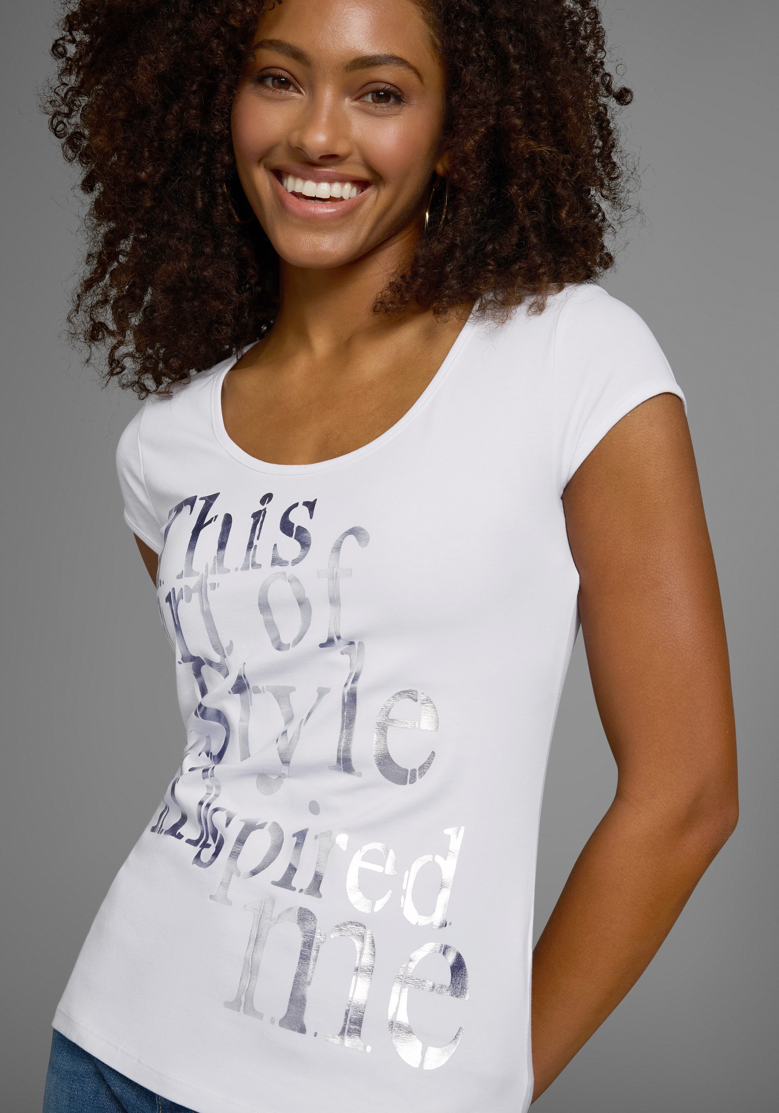 Laura Scott T-shirt zeer figuurvolgend, met frisse print, ronde hals, voor vrije tijd
