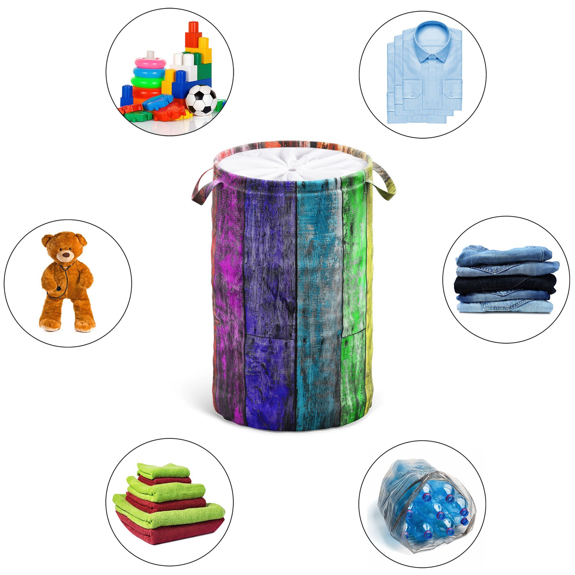 Sanilo Wasmand Rainbow 60 liter, opvouwbaar, met bescherming tegen inkijk