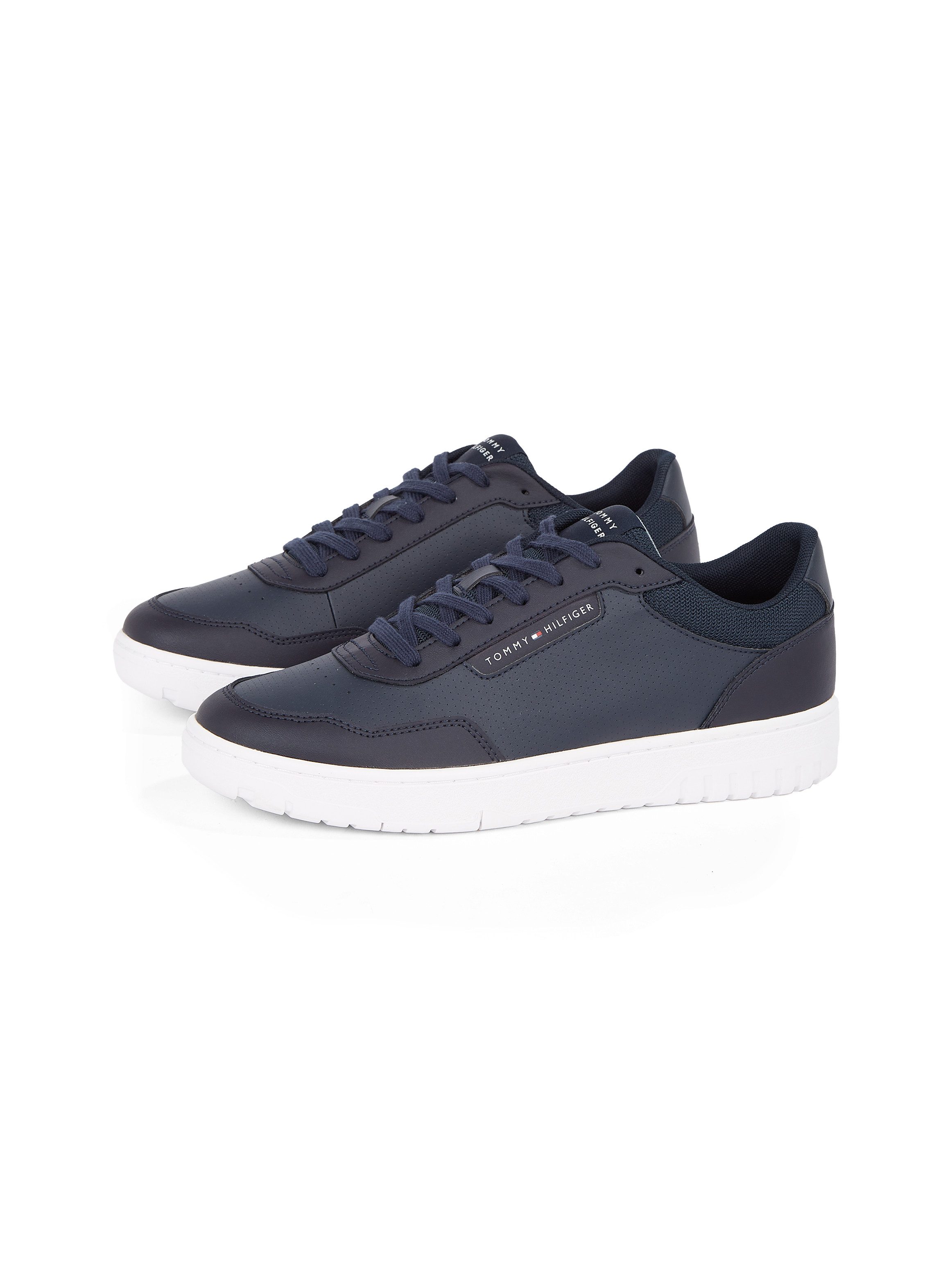 Tommy Hilfiger Plateausneakers TH BASKET CORE LTH PINPERF vrijetijdsschoen, lage schoen, veterschoen...