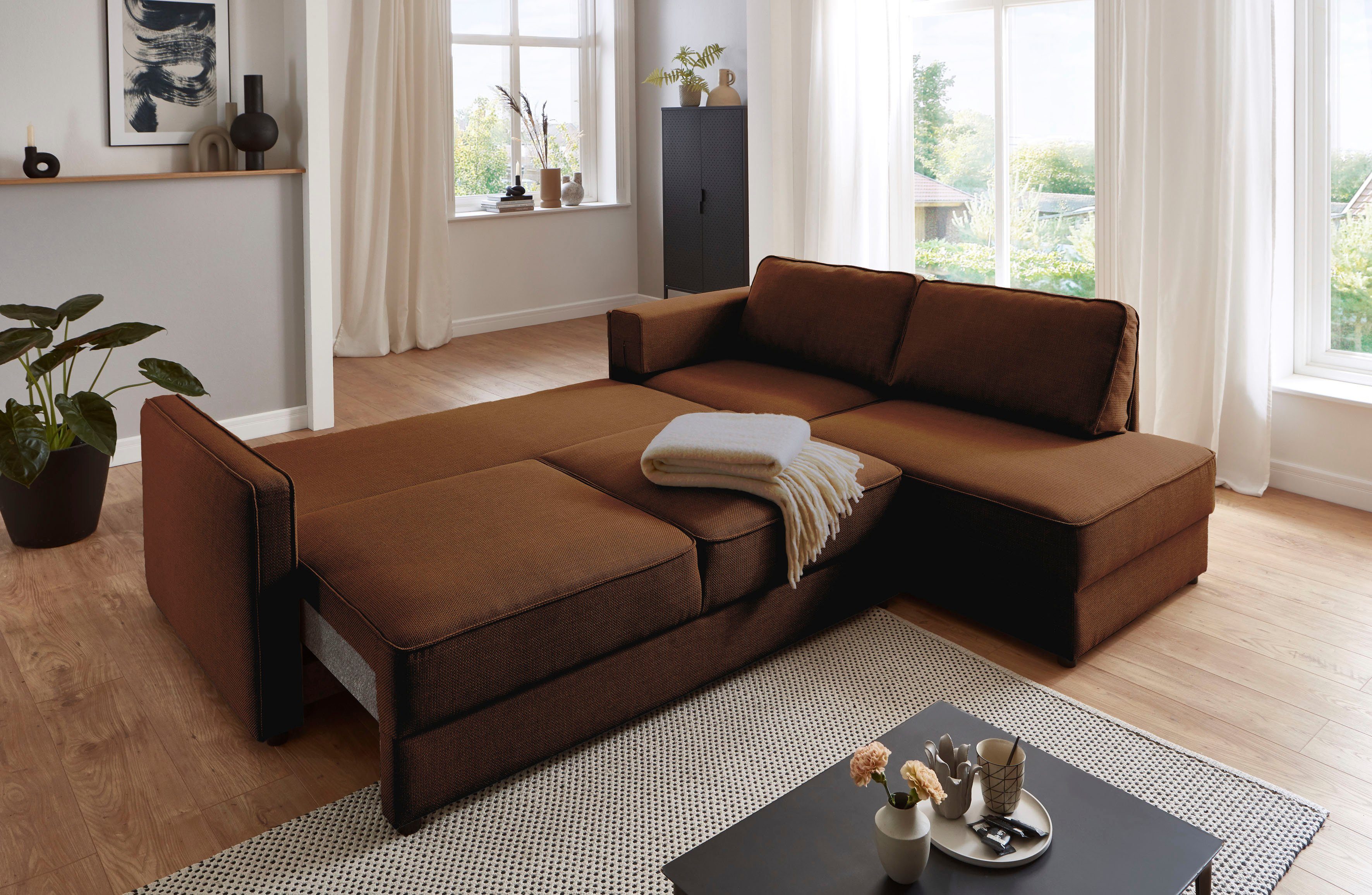 ATLANTIC home collection Slaapbank Chill Hoekbank met slaapfunctie en bedlade